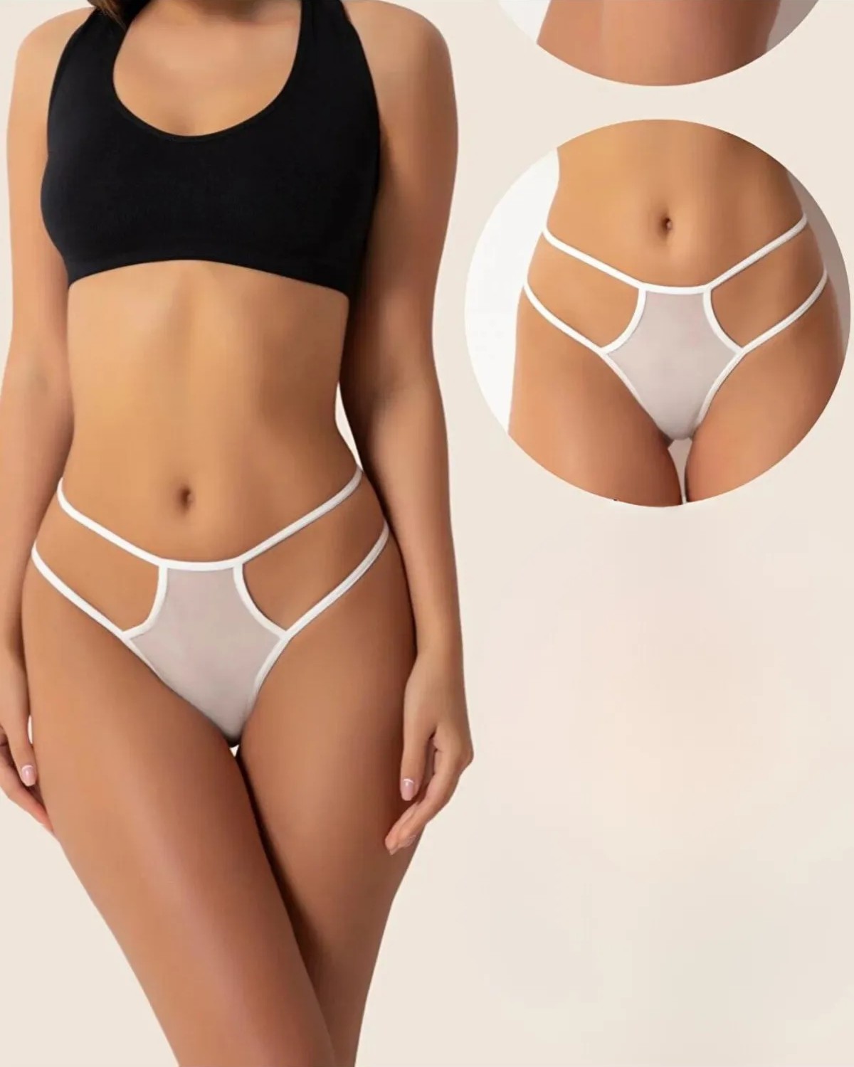 bebekokusu Tegan Büyük Beden Fantazi Beyaz Seksi Tül Kadın String - Fantezi Tanga TG270039-B