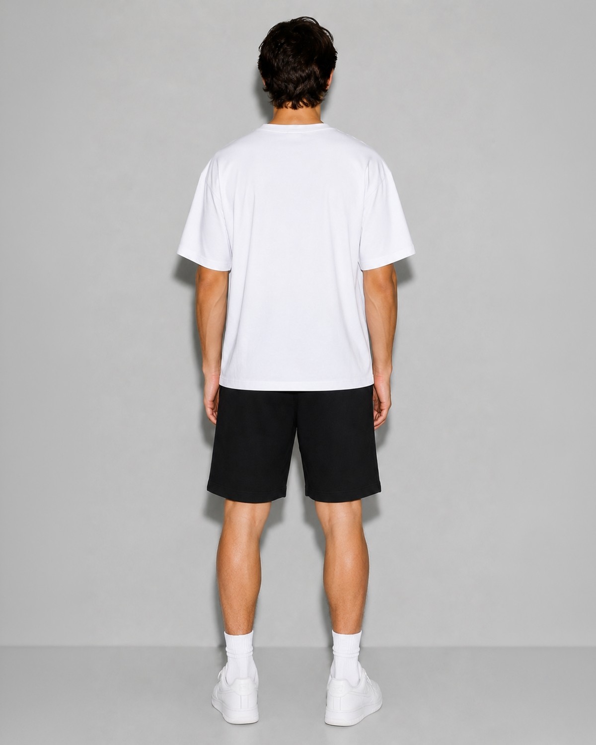 Backlain Mod Style Logo Erkek Oversize 2'li Takım Şort %100 Pamuk Rahat Kalıp görsel 4