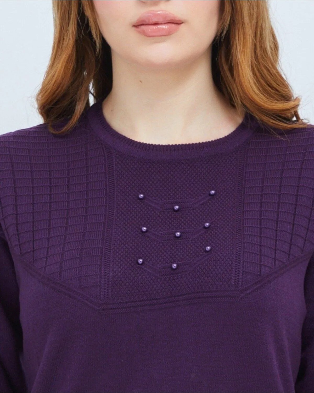 Fresh Moda Kadın Triko Kışlık Orta Yaş Günlük Anne Bluz Kazak görsel 7