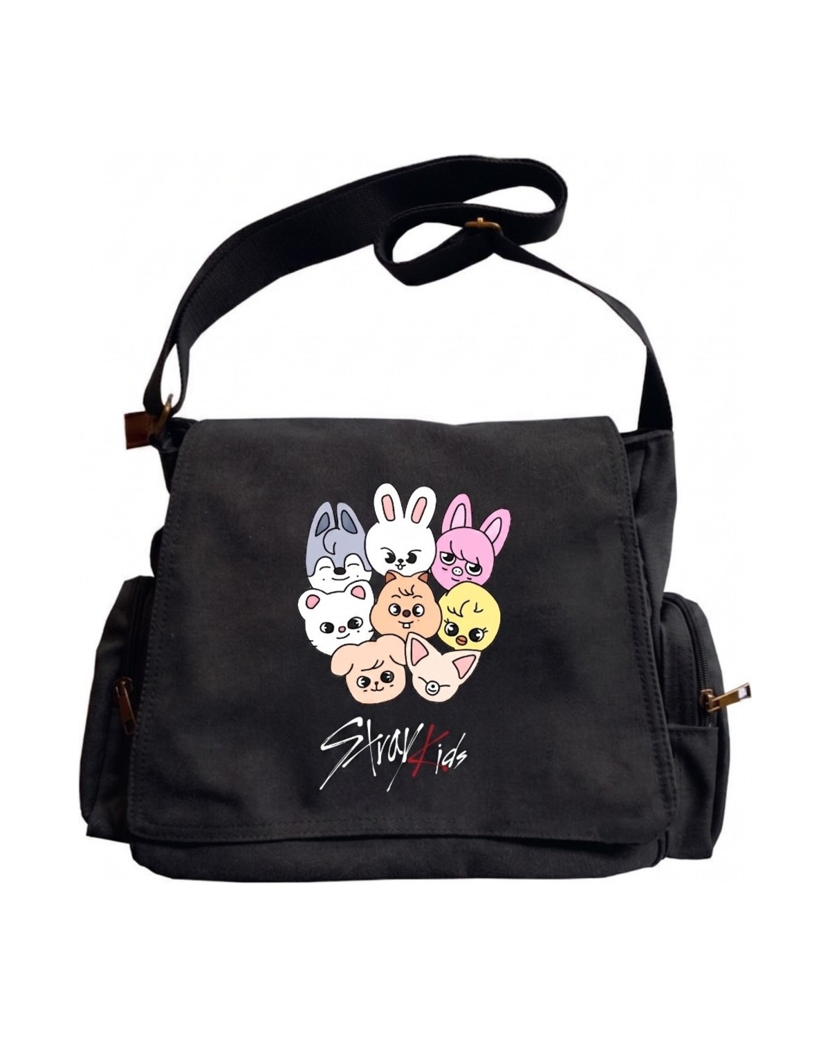 Touz Moda Kpop Serisi Stray Kids Baskılı Unisex Hakı Postacı Çantası görsel 7