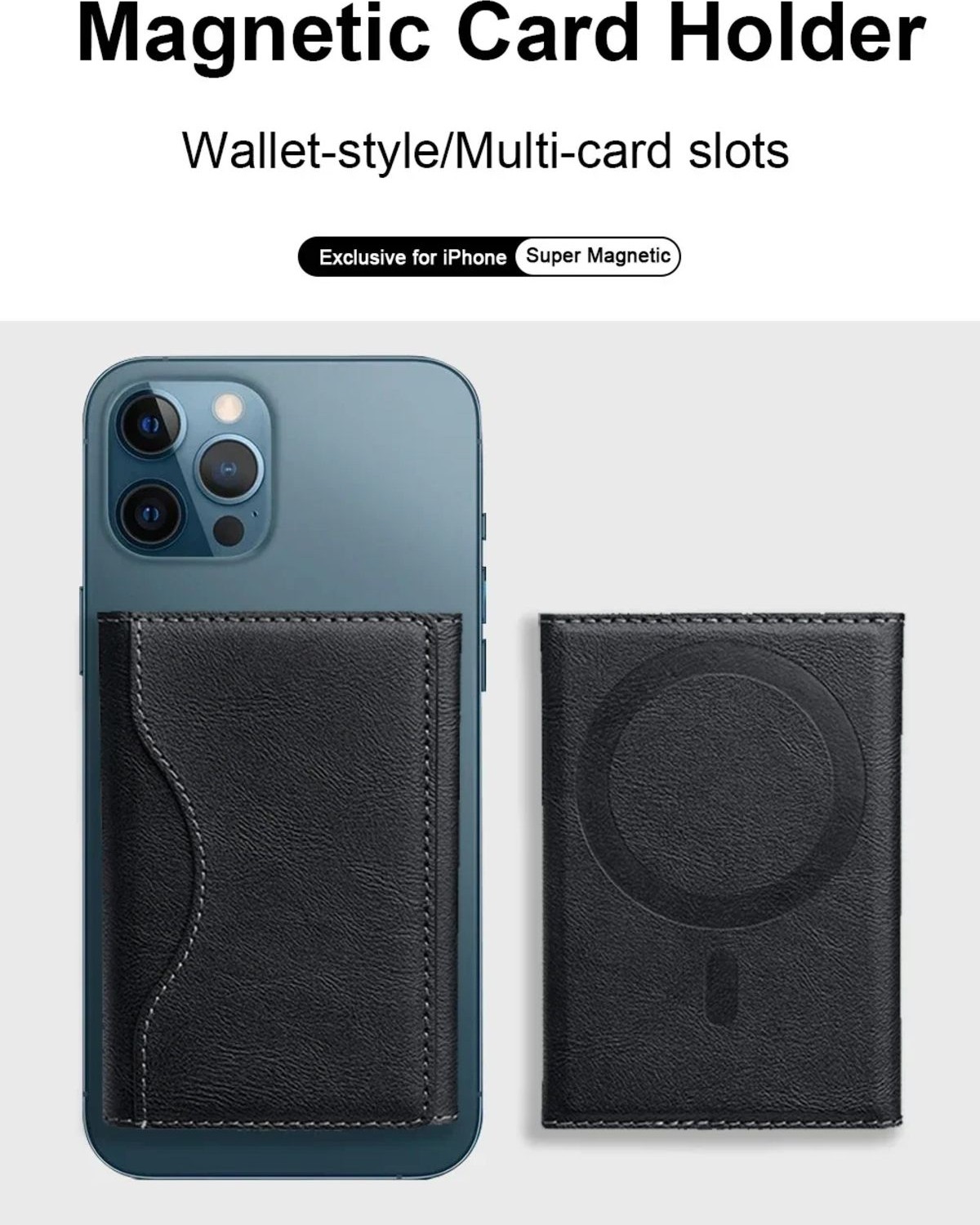 Empressco Magsafe Özellikli Mıknatıslı 5 Bölmeli Stand Olabilen Suni Deri Kartlık