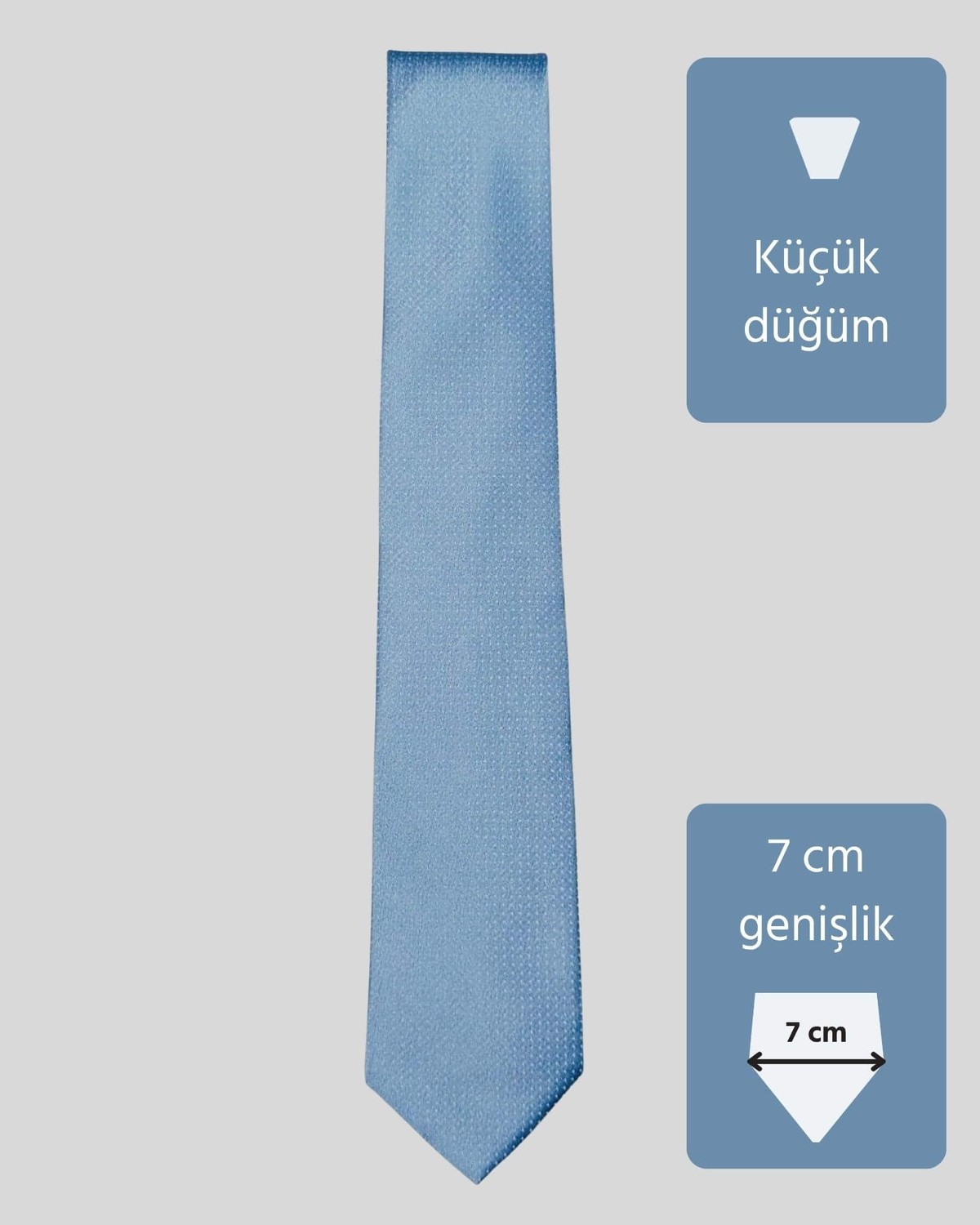 KUMOVO Beyaz Nokta Desenli Açık Mavi Kravat, 7 cm Genişliğinde görsel 4