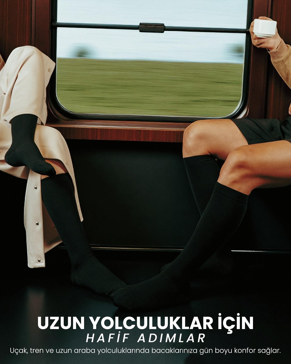 Aesco Gowith Erkek ve Kadın Için Siyah Dikişsiz (15-20 mm Hg) Basınçlı Yünlü Termal Uçuş Seyahat Çorabı 3589 görsel 3