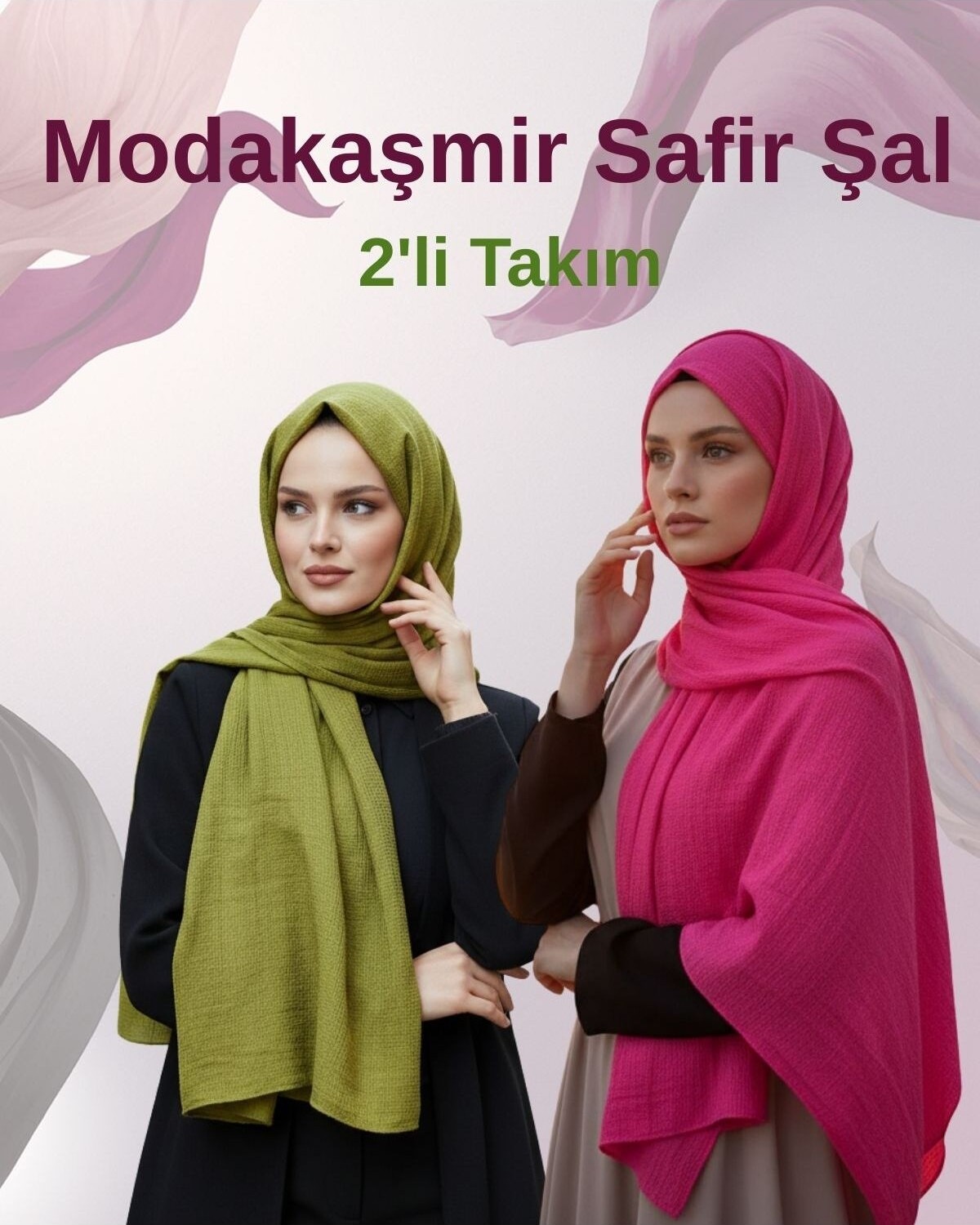 Modakaşmir Moda Kaşmir Safir Pamuklu Şal 2'li Takım
