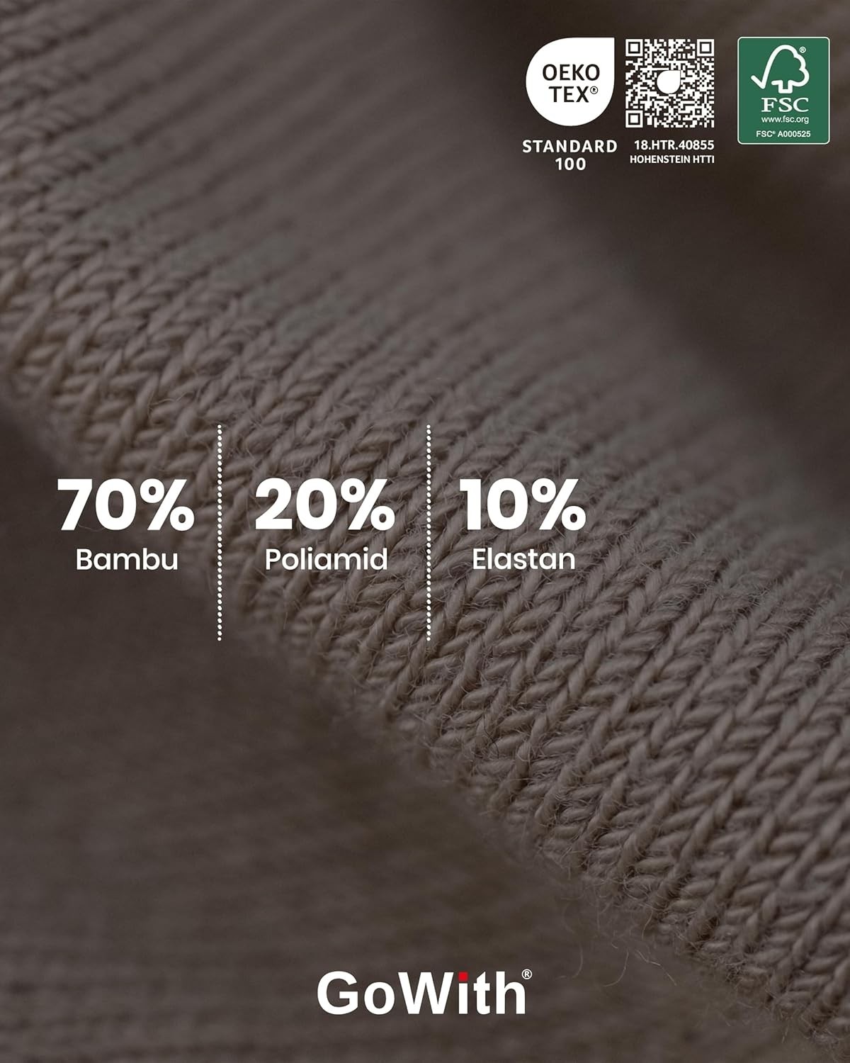 Gowith Erkek ve Kadın Için Renkli Bambu (15-20 mm Hg) Basınçlı Uçuş Seyahat Çorabı 3590 görsel 5
