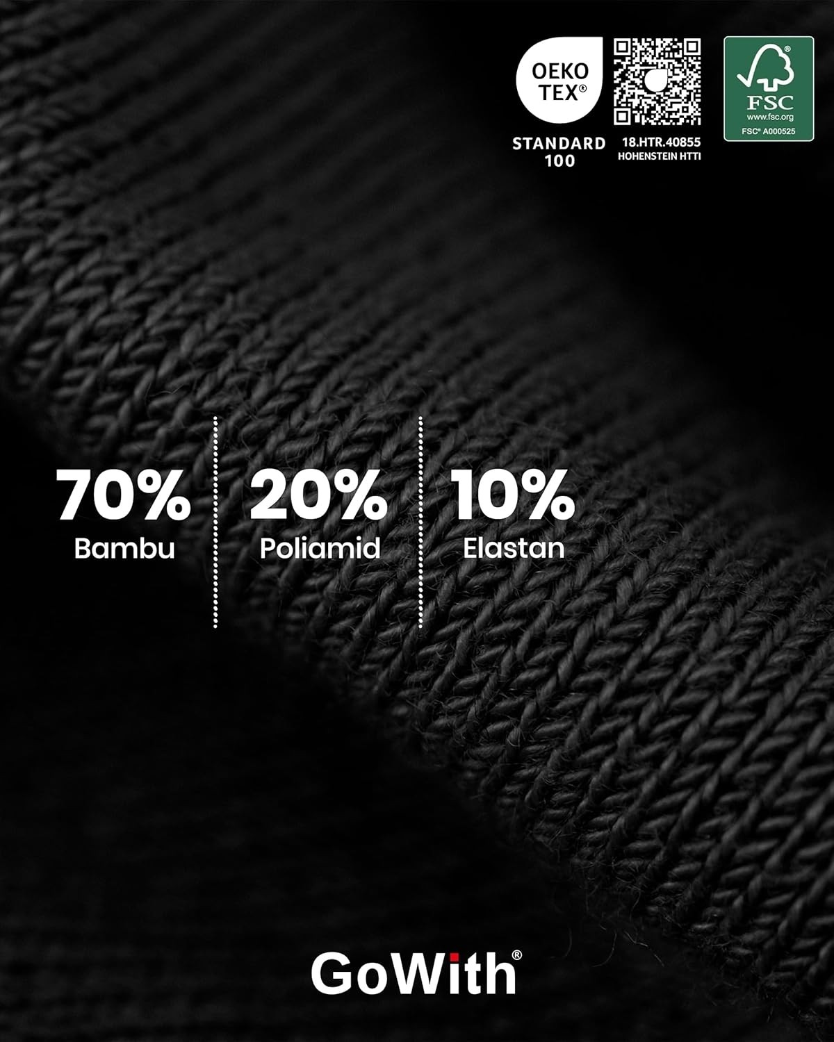 Gowith Erkek ve Kadın Için Renkli Bambu (15-20 mm Hg) Basınçlı Uçuş Seyahat Çorabı 3590 görsel 4