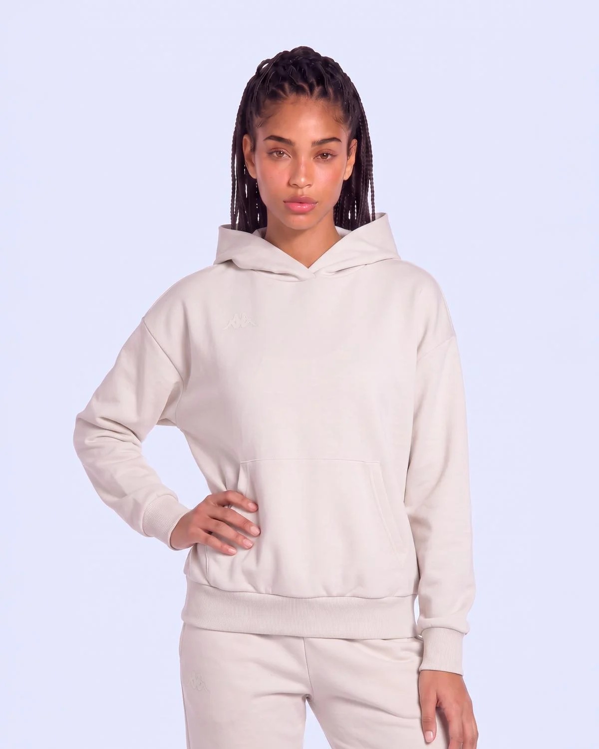 Kappa Inova Tur Kadın Bej Oversize Hoodie görsel 4