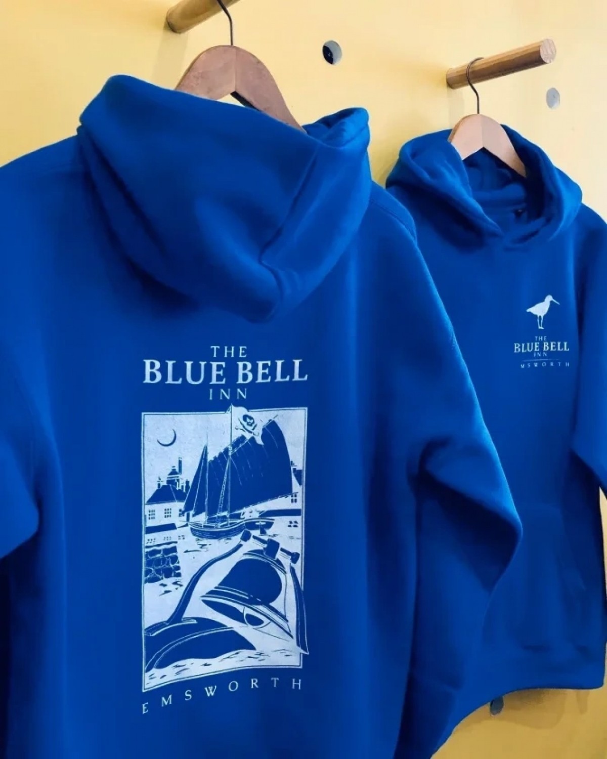 Pileli Store Erkek Kapüşonlu Double Oversize Üç Iplik Pamuklu Deniz Yelken Baskılı Kanguru - Saks Mavisi