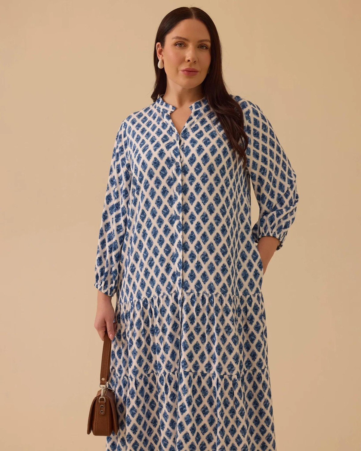 4007 Büyük Beden Desenli Volanlı Elbise #26# görsel 2
