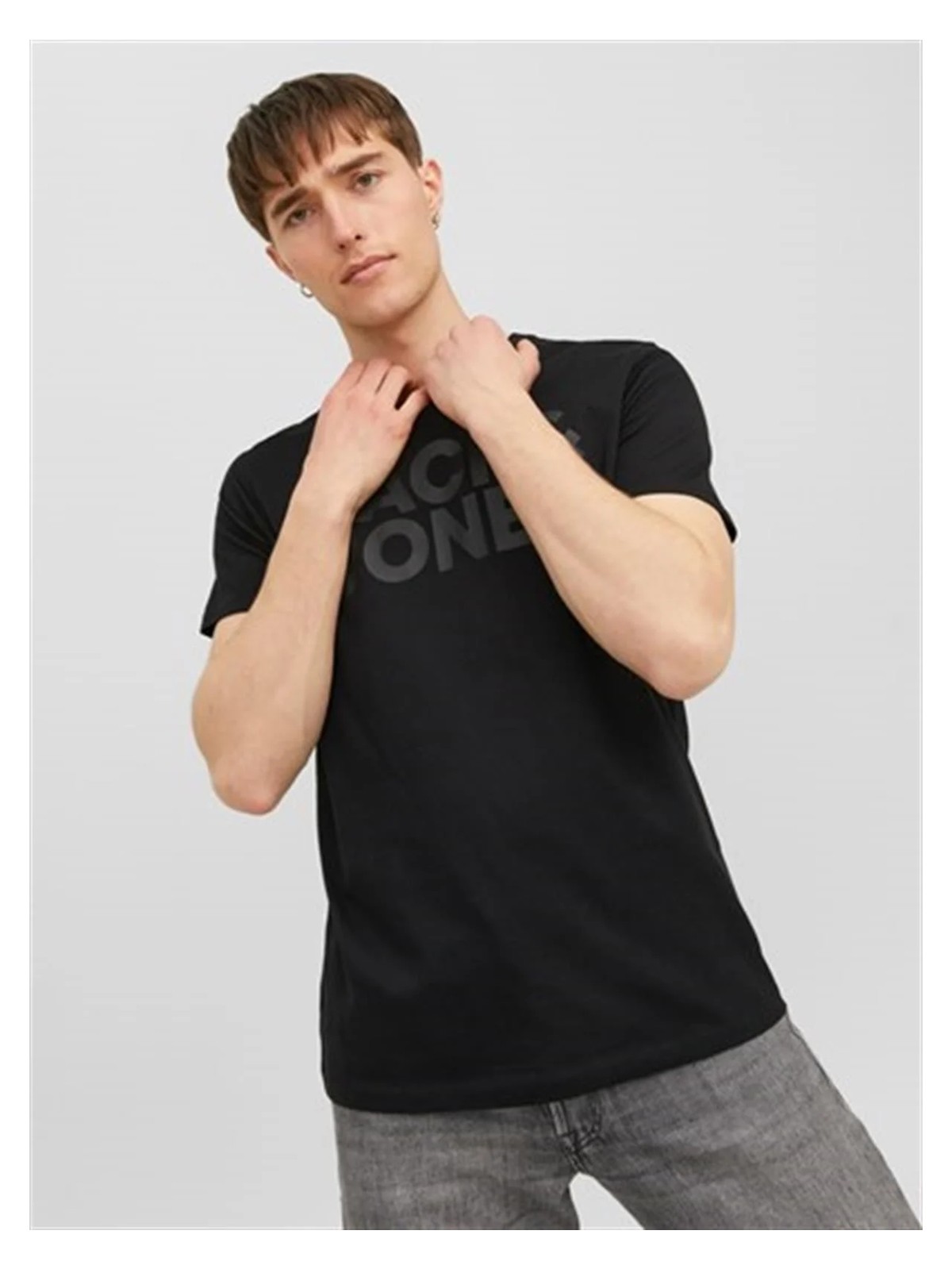 Jack & Jones JJECORP LOGO TEE SS O-NEC Siyah Erkek Kısa Kol T-Shirt görsel 4