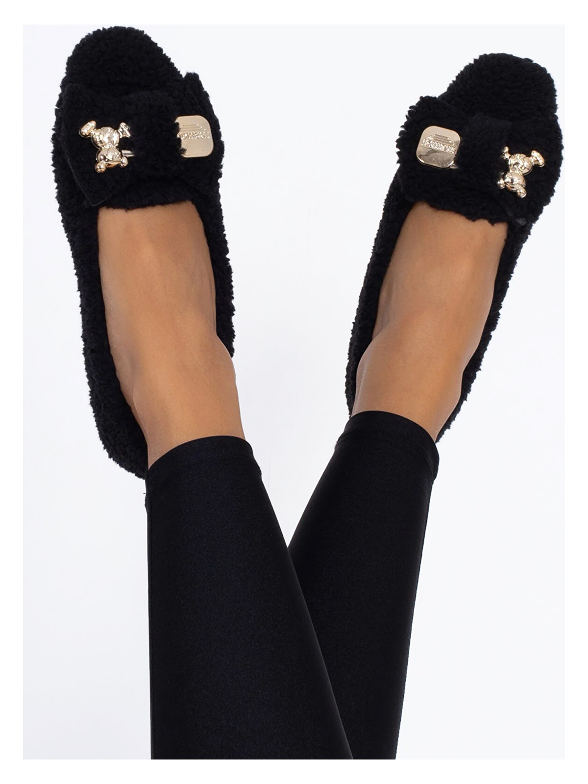 Renkli Butik Peluş Tüylü Bilekten Bağlamalı Kadın Ev Ayakkabısı Babet - Görsel 3