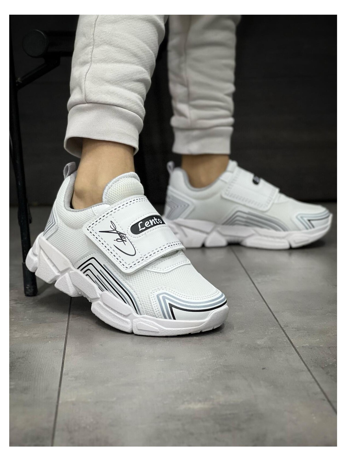 Mackrock Sports Çocuk Ortopedik Cırtlı Esnek Hafif Nefes Alabilen Unisex File Çocuk Sneaker Spor Ayakkabı - Görsel 3