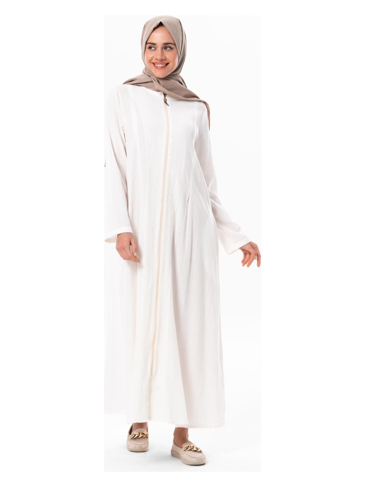 Eliş Şile Bezi Hicran Şile Bezi Fermuarlı Mevsimlik ve Yazlık Ferace Siyah Syh - Görsel 7