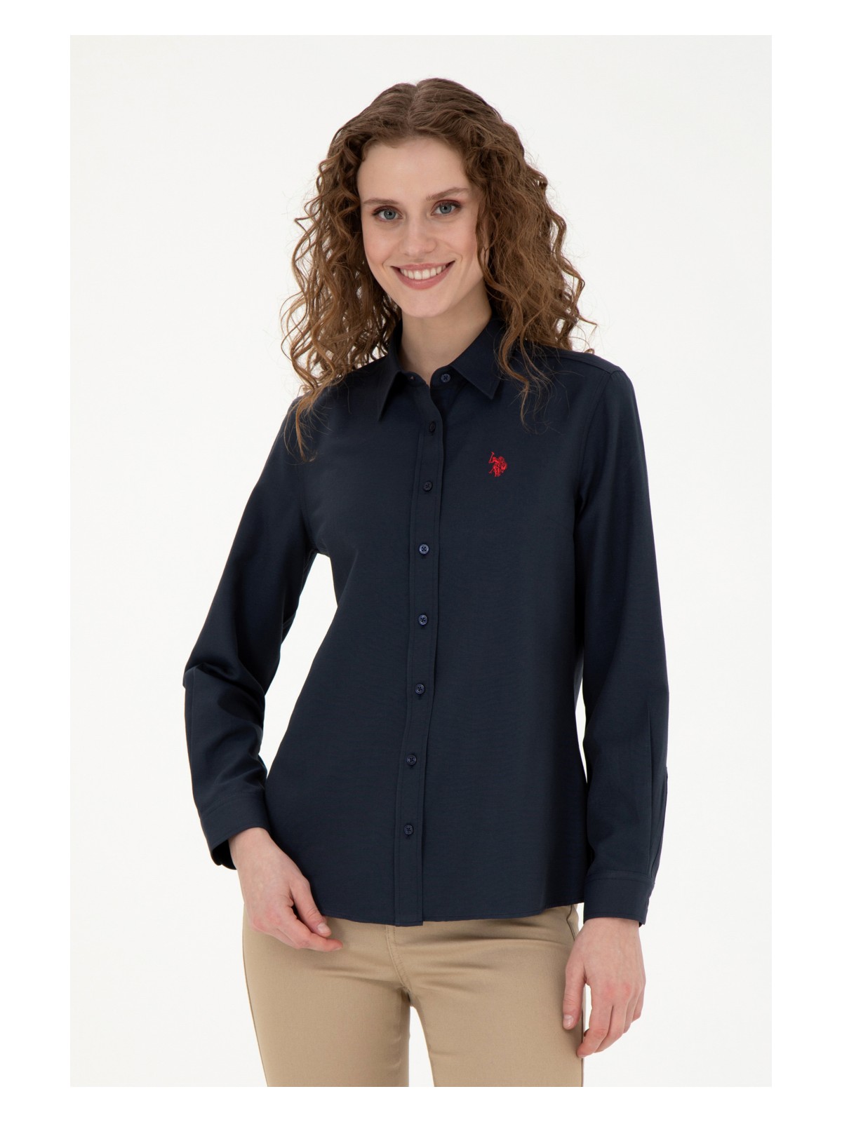 U.S. Polo Assn. Kadın Beyaz Gömlek Basic 50288851-VR013 - Görsel 5