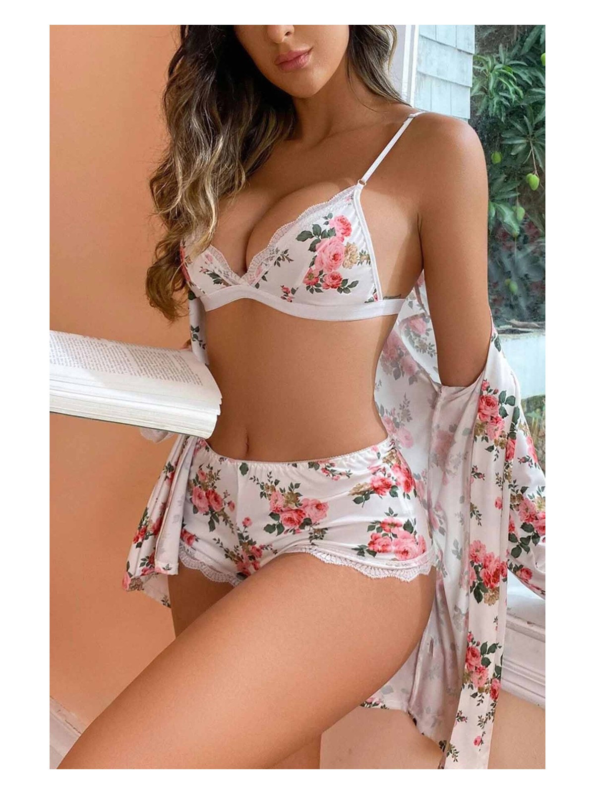 Merry See Çiçek Basklı Sütyenli Sortlu 2 Li Pijama Takımı