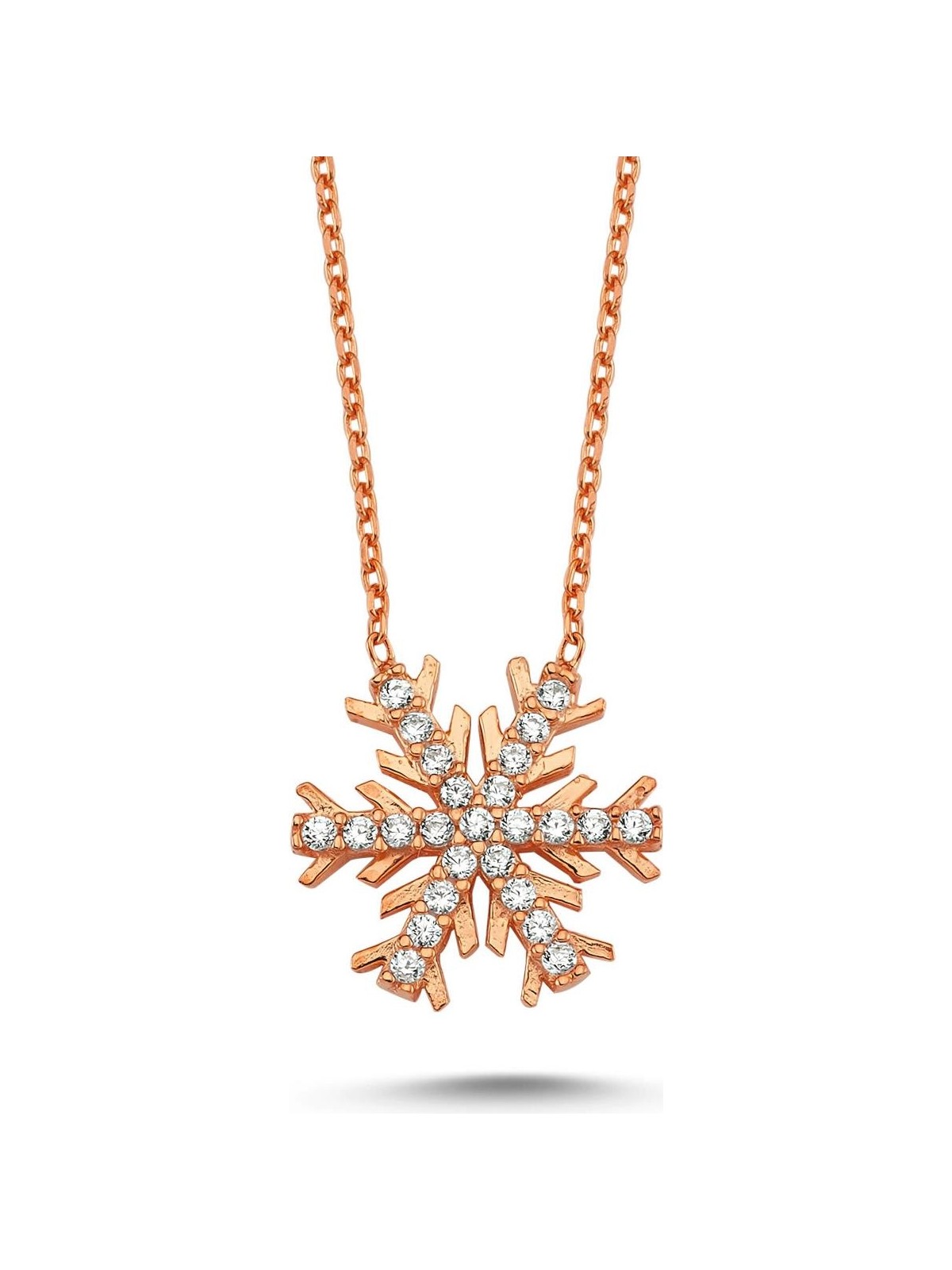 Takı Dükkanı Kristal Kar Tanesi Gümüş Kolye WSN242 Beyaz - Görsel 4