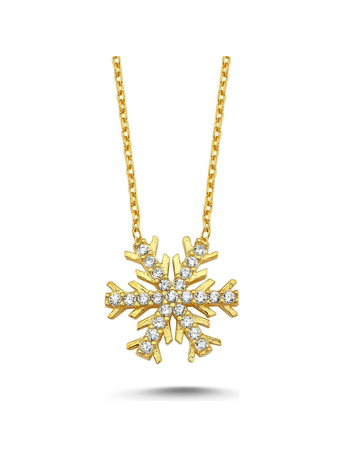 Takı Dükkanı Kristal Kar Tanesi Gümüş Kolye WSN242 Beyaz - Görsel 5