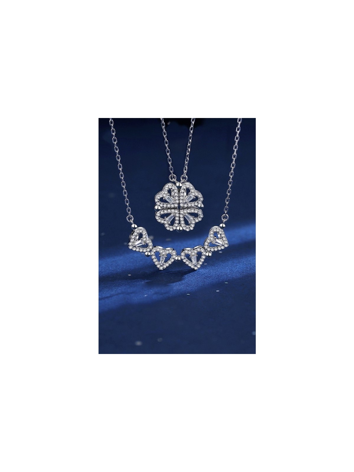 Takı Dükkanı Yonca ve Kalpli Kadın Çelik Kolye 2 Farklı Kullanım Şekli ECK46 - Görsel 4