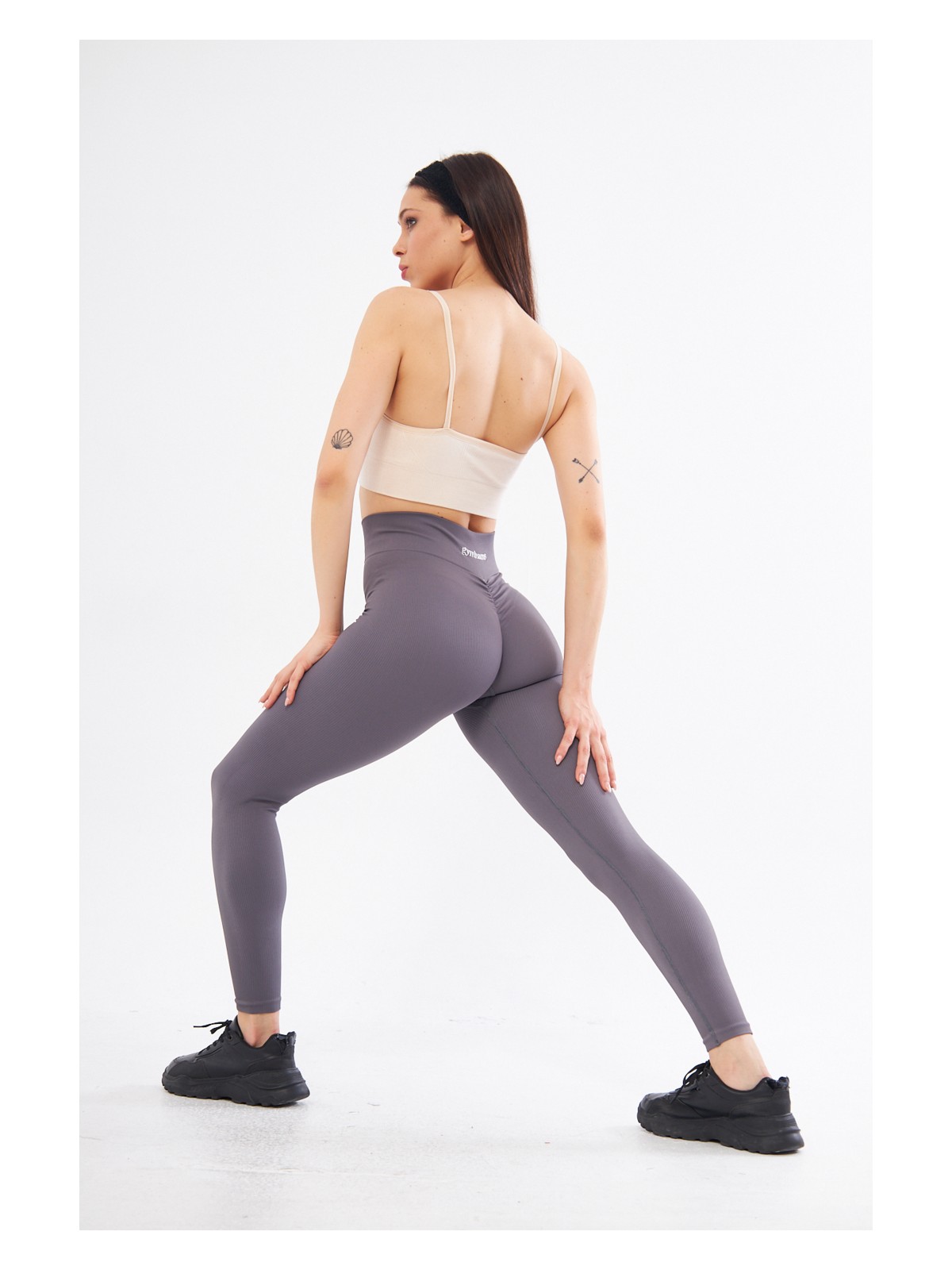 Gymhams Kalçası Büzgülü Premium Fitilli Ekstra Push Up Yüksek Bel Esnek Ve Toparlayıcı Spor Tayt