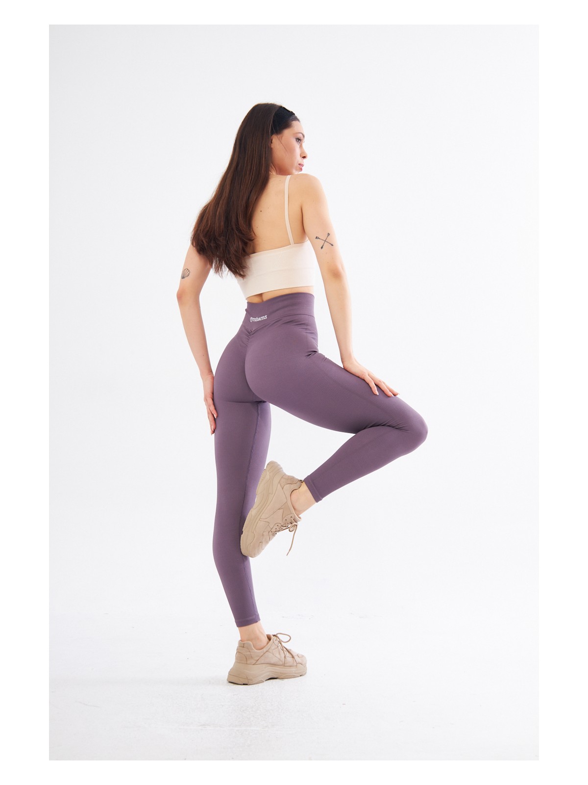 Gymhams Kalçası Büzgülü Premium Fitilli Ekstra Push Up Yüksek Bel Esnek Ve Toparlayıcı Spor Tayt - Görsel 6