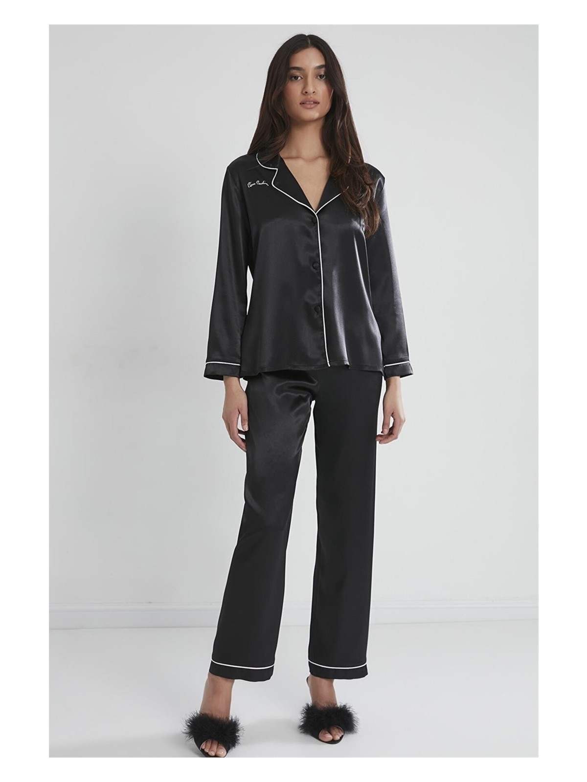 Pierre Cardin 1200 Kadın Saten Pijama Takımı-Pudra - Görsel 5