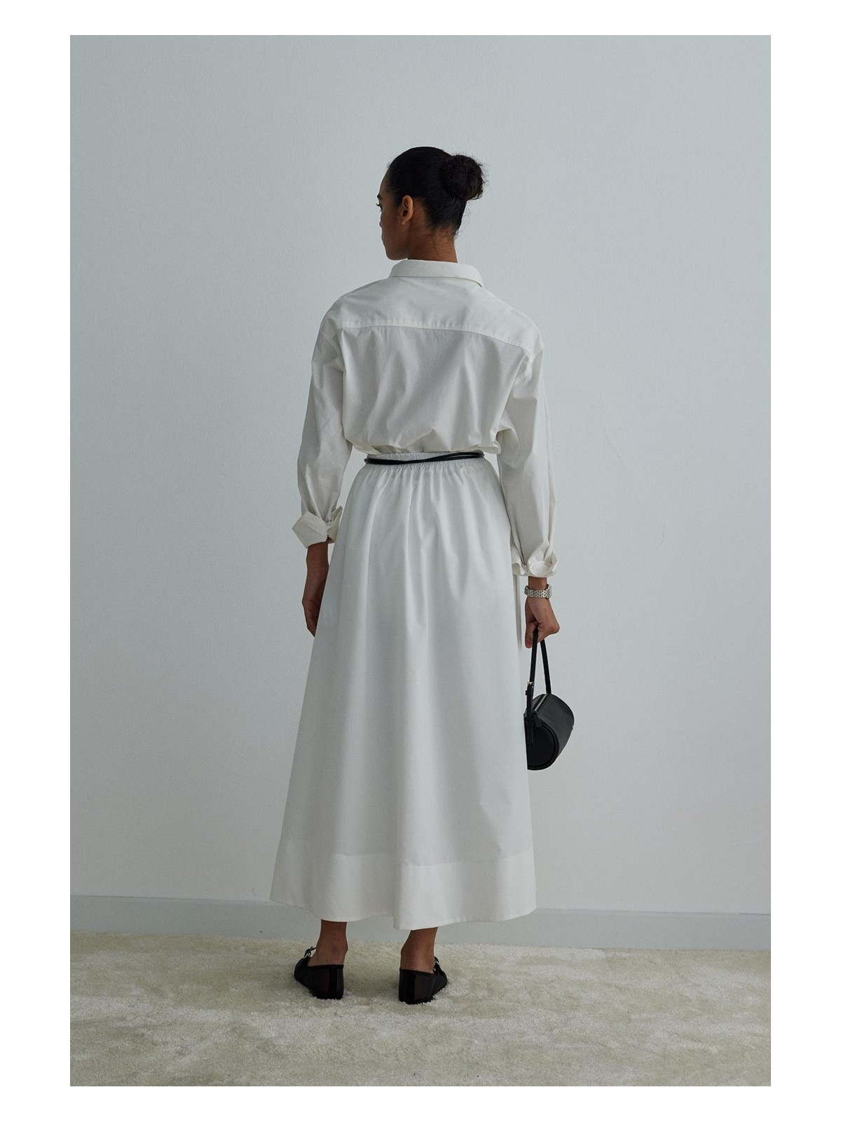 Suud Collection Ekru Day Poplin Kloş Etek - Görsel 2
