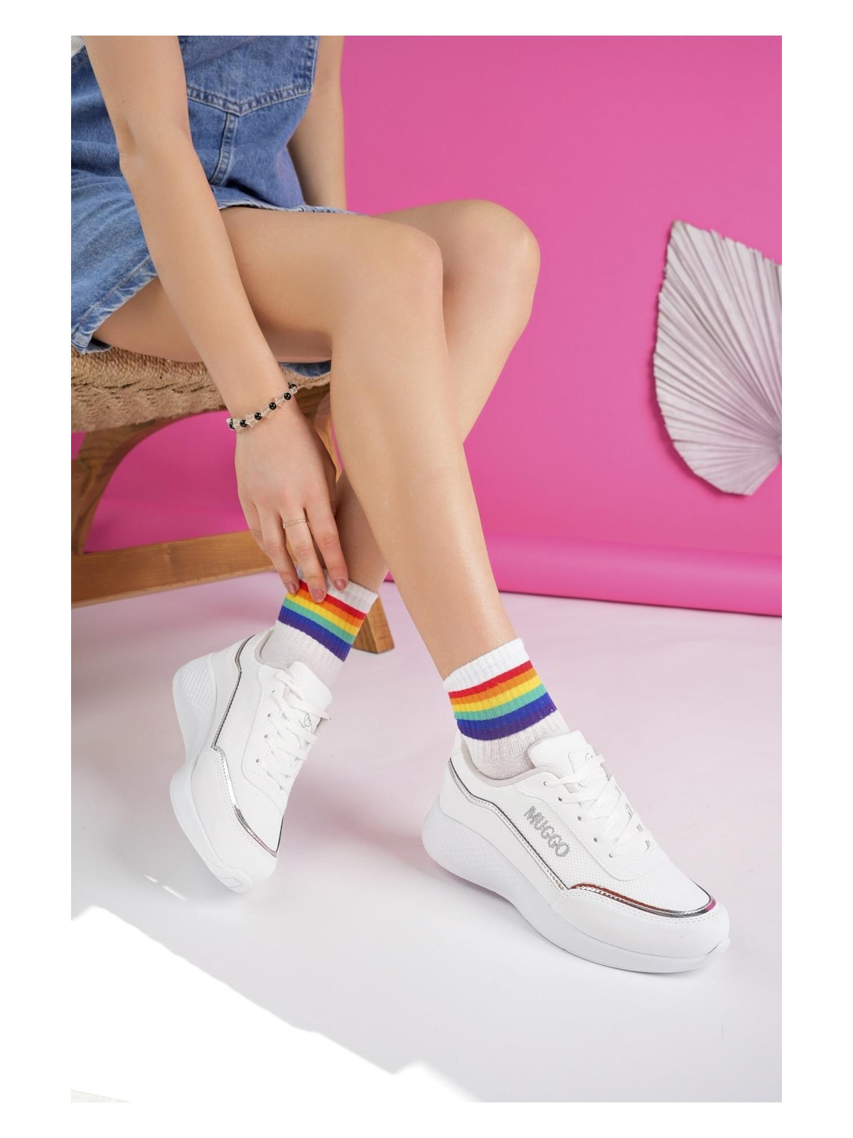 Muggo Happy Garantili Kadın Ortopedik Günlük Bağcıklı Şık Rahat Sneaker Spor Ayakkabı - Görsel 5