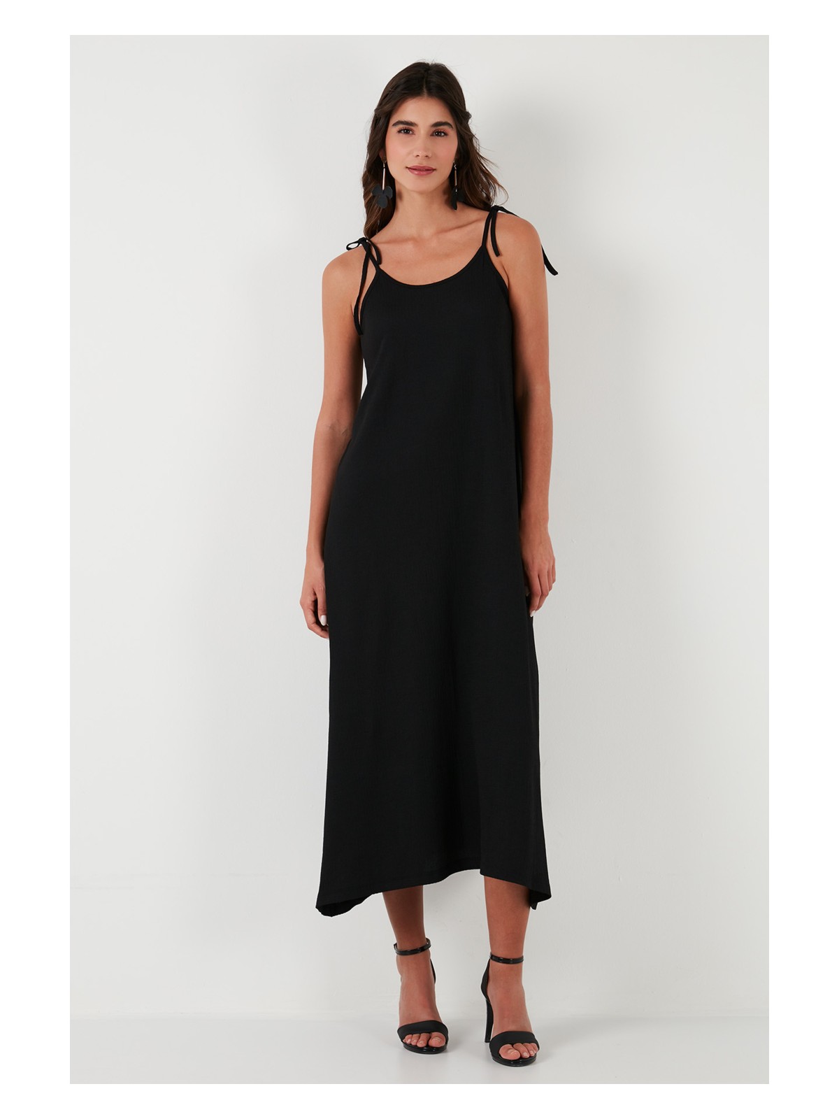 Lela Regular Fit Ip Askılı Uzun Elbise Kadın Elbise 5865732 - Görsel 4