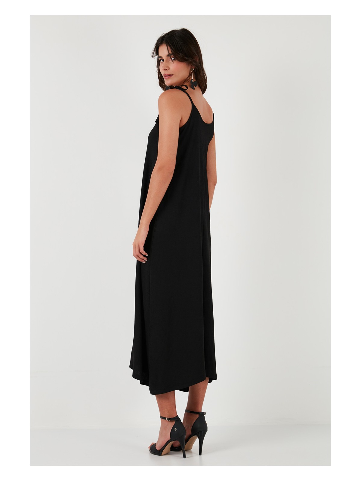 Lela Regular Fit Ip Askılı Uzun Elbise Kadın Elbise 5865732 - Görsel 5
