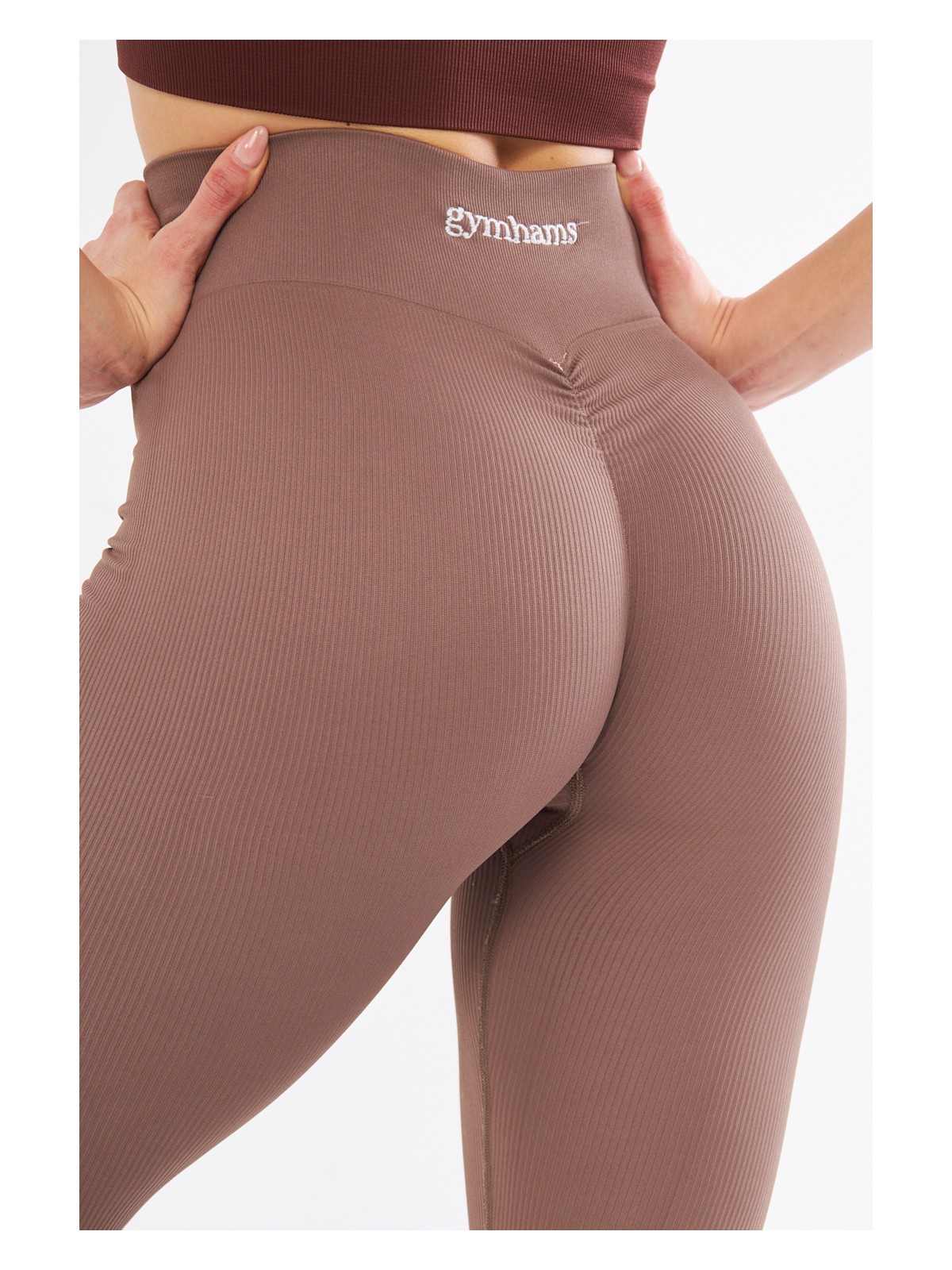 Gymhams Kalçası Büzgülü Premium Fitilli Ekstra Push Up Yüksek Bel Esnek Toparlayıcı Spor Tayt