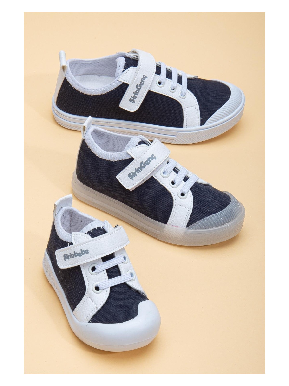 Dilimler Ayakkabı Şirinbebe Şiringenç Keten Lacivert Beyaz Erkek Ilkadım Bebek Çocuk Ayakkabısı