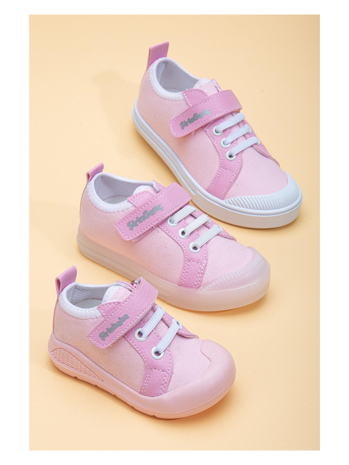 Dilimler Ayakkabı Şirinbebe Şiringenç Keten Pembe Kız İlkadım Bebek Çocuk Ayakkabısı