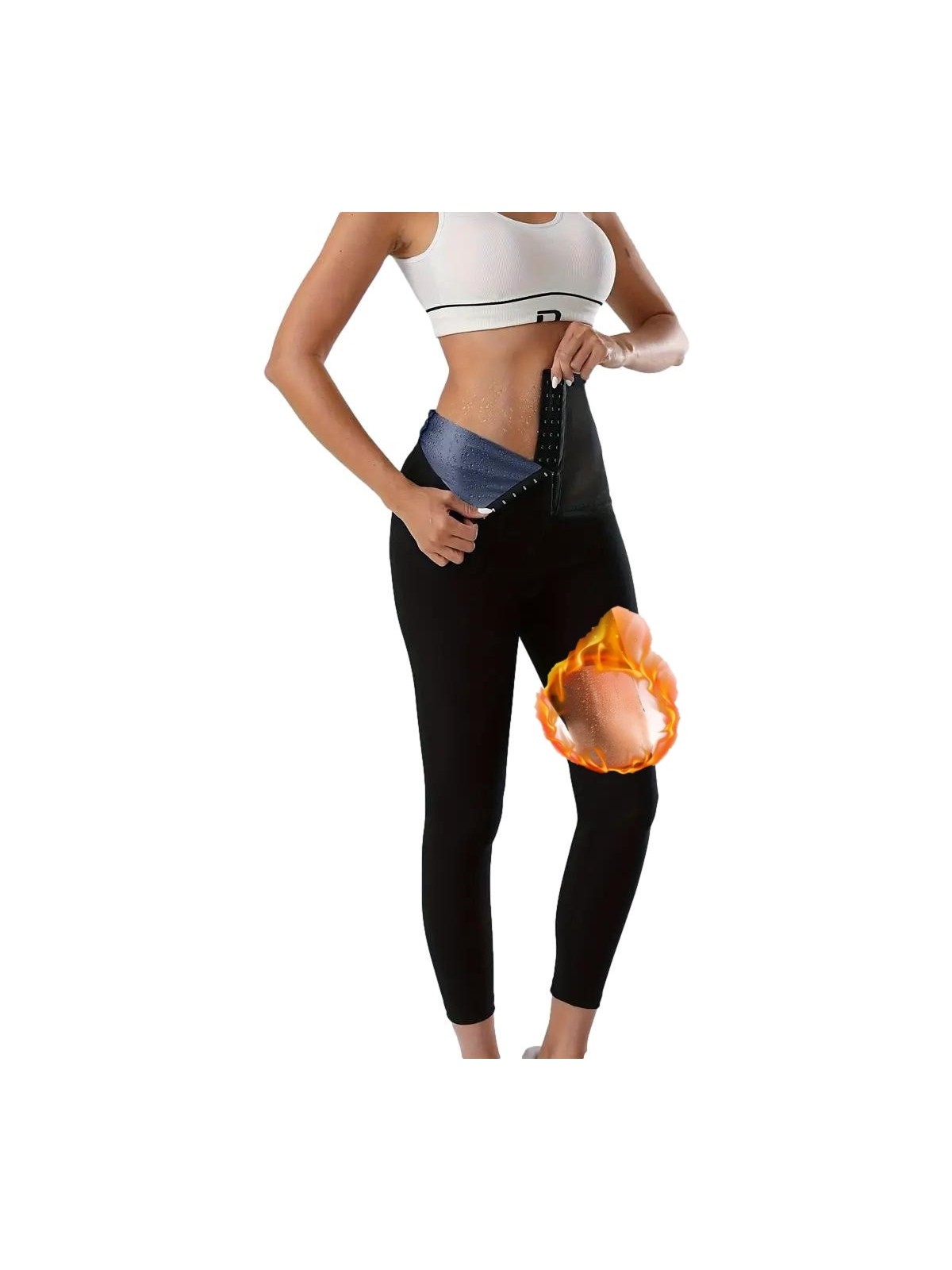 Mistirik Sauna-Tayt Model Iki Beden Incelten Vücut Şekillendiren Zayıflatan Yağ Yakmaya Yardımcı Beli Agraflı Korseli Tayt