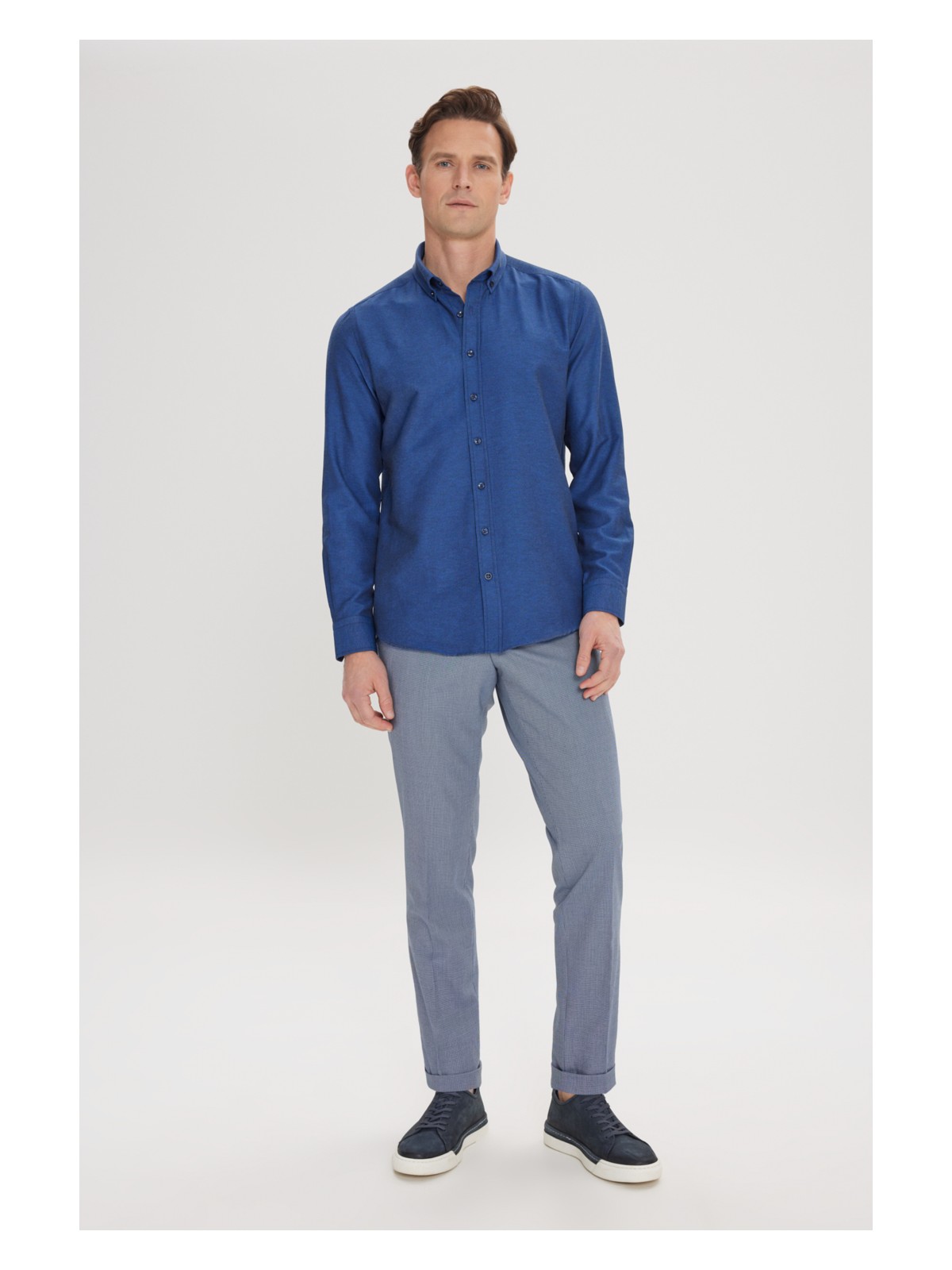 Altınyıldız Classics Erkek Beyaz Düğmeli Yaka Kolay Ütülenebilir Pamuklu Slim Fit Dar Kesim Oxford Gömlek - Görsel 6