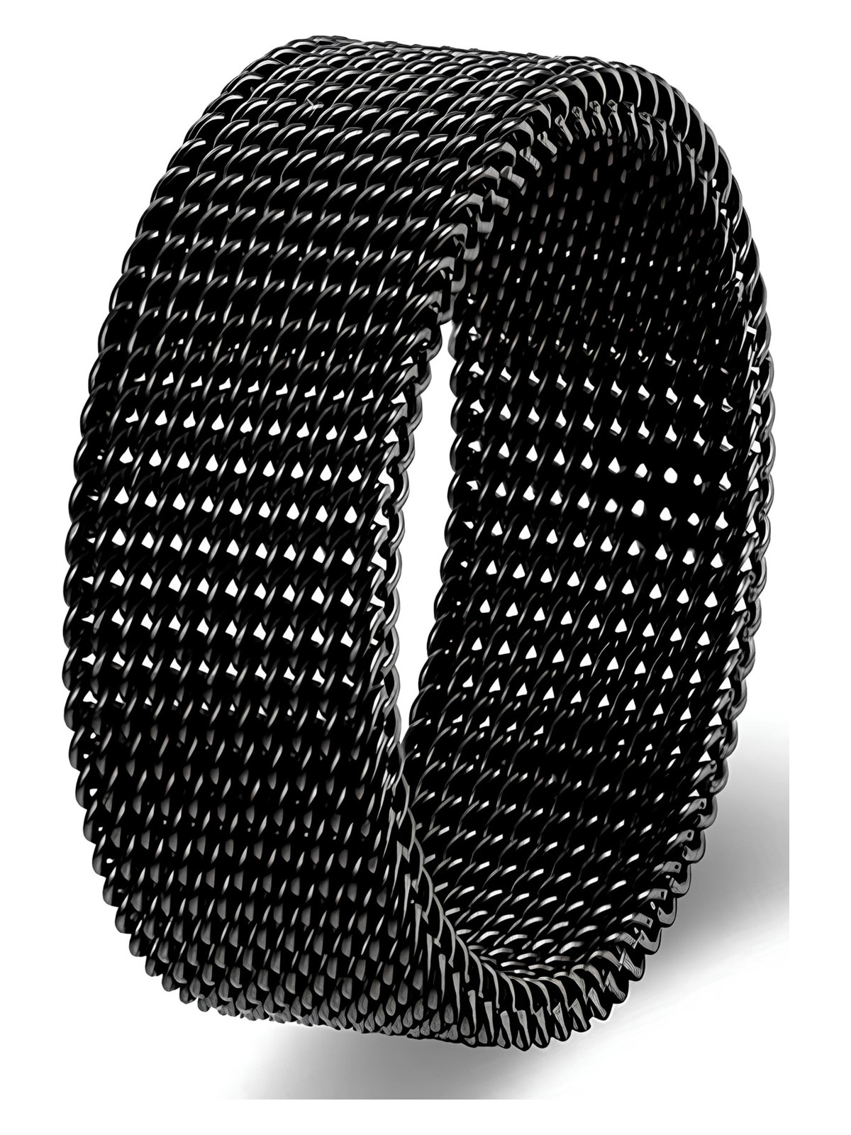 Takı Dükkanı Unisex 8mm Esnek Örgü Hasır Çelik Yüzük SB1SB2 - Görsel 4