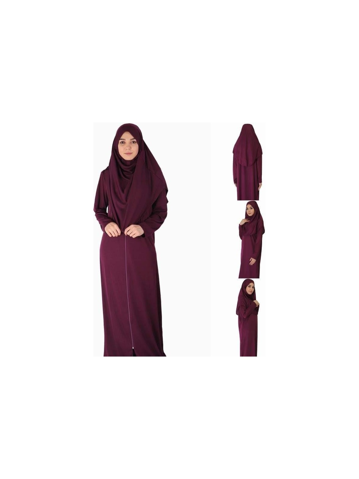 Zehranaz Namaz Elbisesi Bordo Fermuarlı Namaz Elbisesi1
