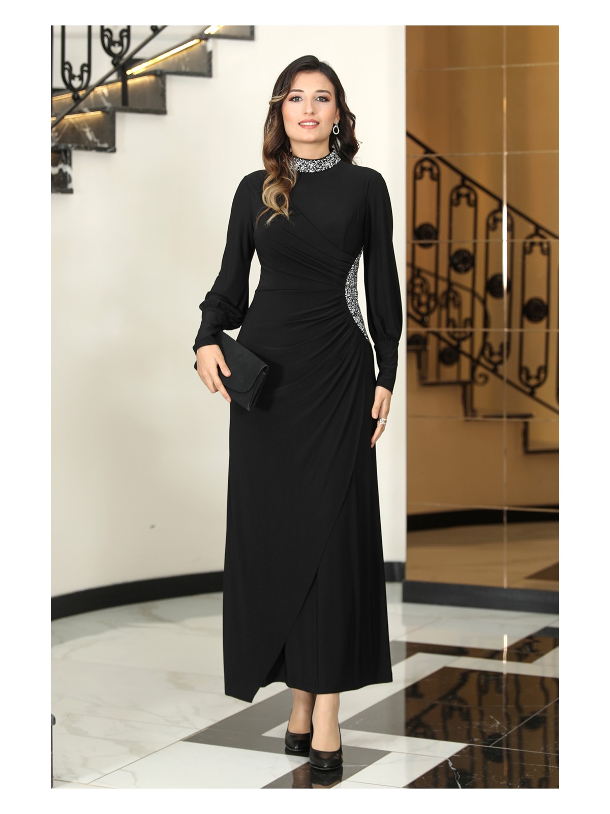 Elben Moda Lavin Taş Detaylı Abiye Elbise - Görsel 7