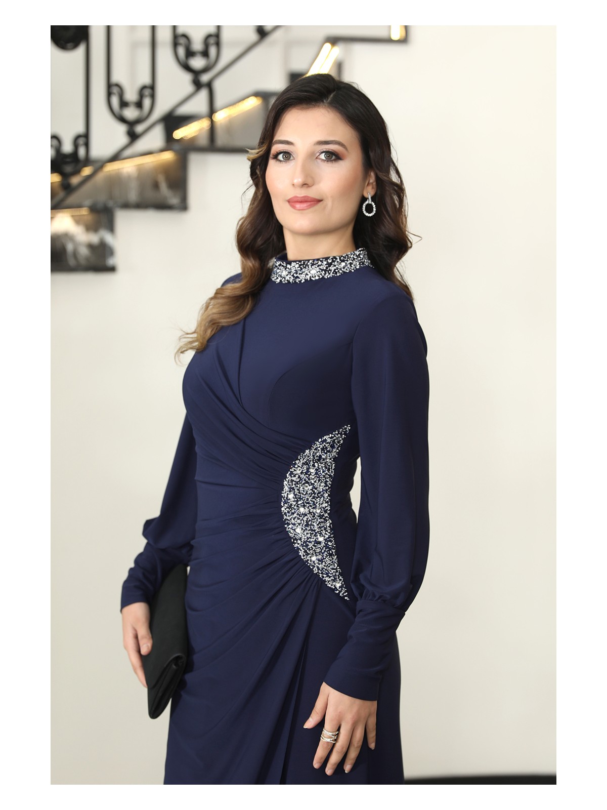 Elben Moda Lavin Taş Detaylı Abiye Elbise - Görsel 3