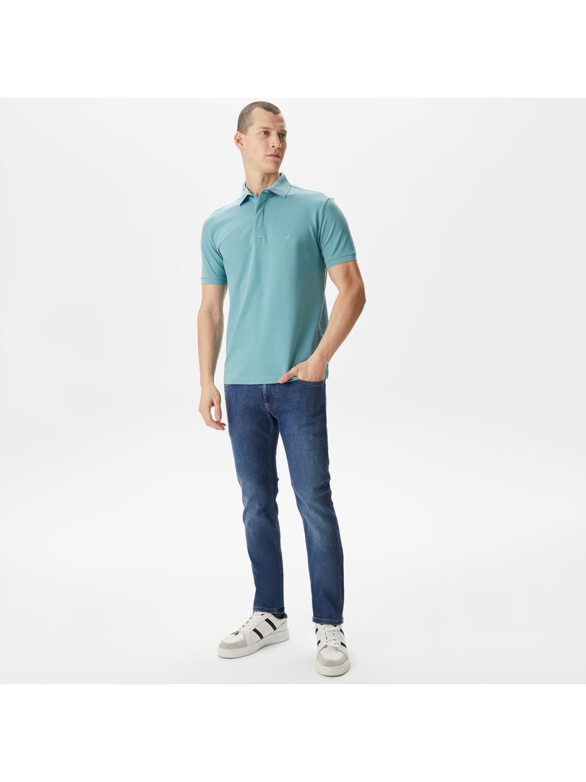 Nautica Erkek Mavi Slim Fit Kısa Kollu Polo Yaka T-Shirt K35062T.3LF - Görsel 3