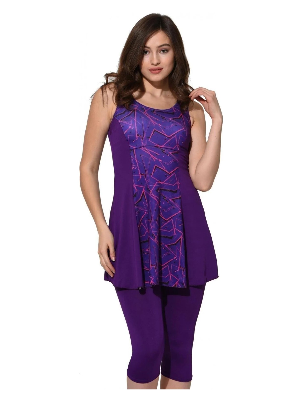 Argisa Siyah Büyük Beden Desenli Parçalı Taytlı Elbise Mayo 6515 - Görsel 6