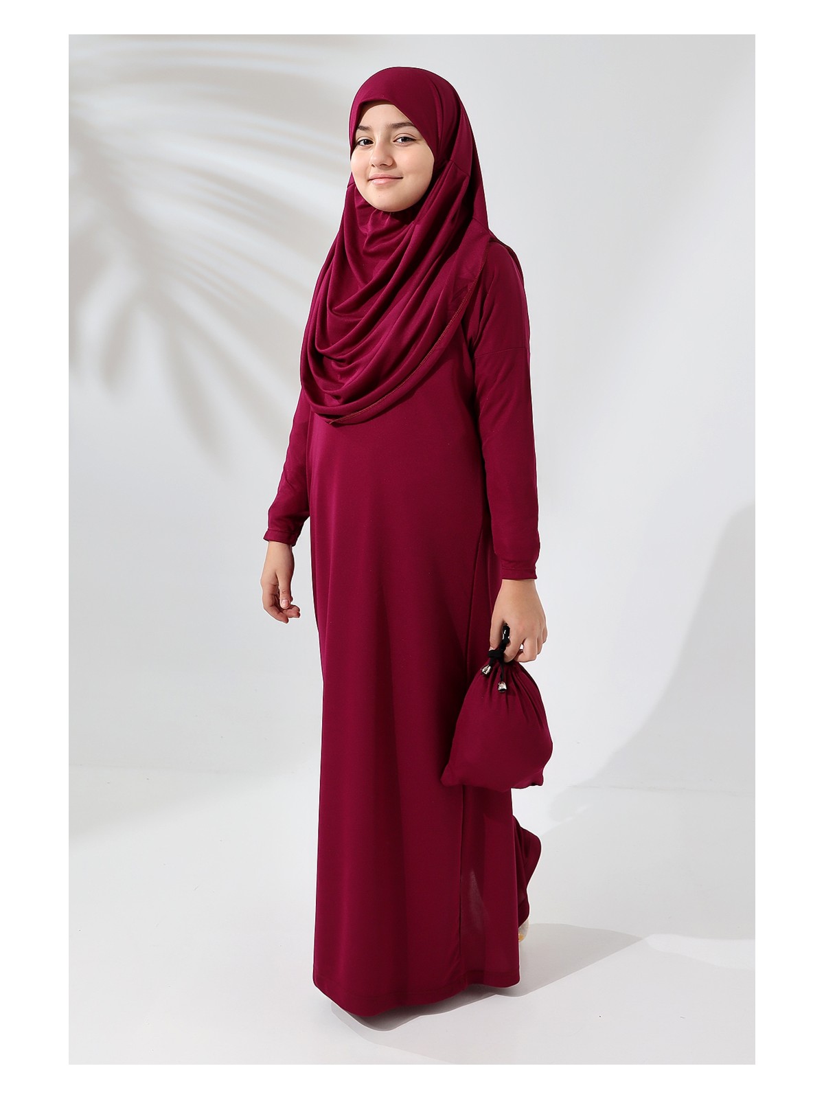 İhvan Online Tek Parça Pratik Başörtülü Çocuk Namaz Elbisesi Siyah - Görsel 8