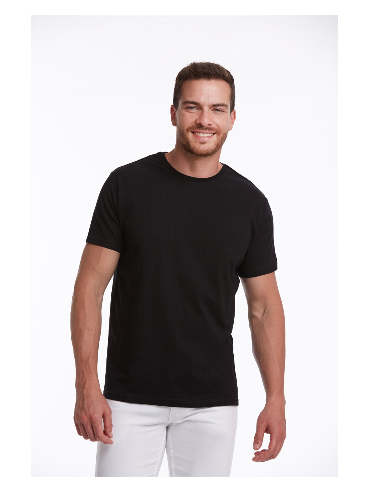 Hatemoğlu Erkek Siyah Regular Fit %100 Pamuk Bisiklet Yaka Tişört