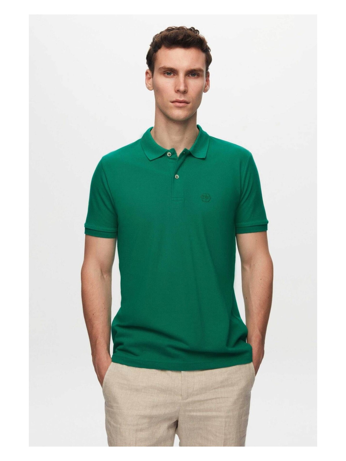 D'S Damat Regular Fit Siyah Pike Dokulu %100 Pamuk Kıvrılmaz Polo Yaka Nakışlı T-shirt 4HC14ORT51000 - Görsel 3