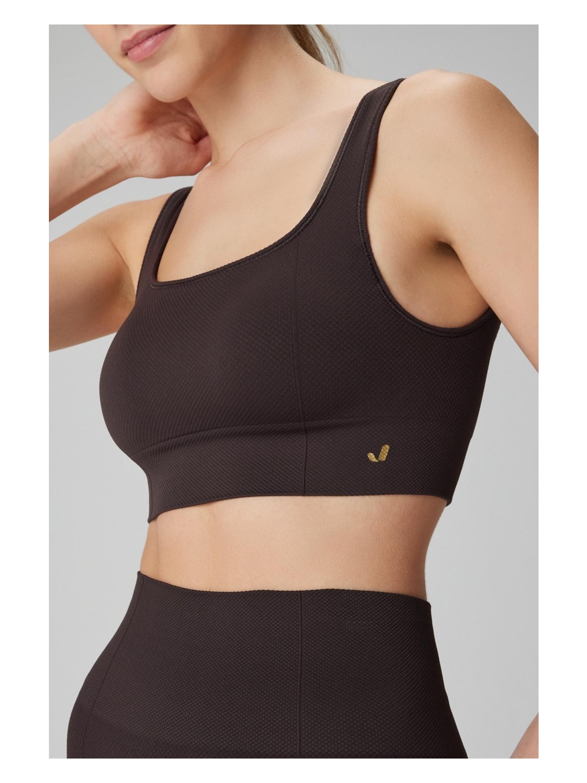 Jerf Holly Petek Desenli Kaplı Bra Siyah - Görsel 7