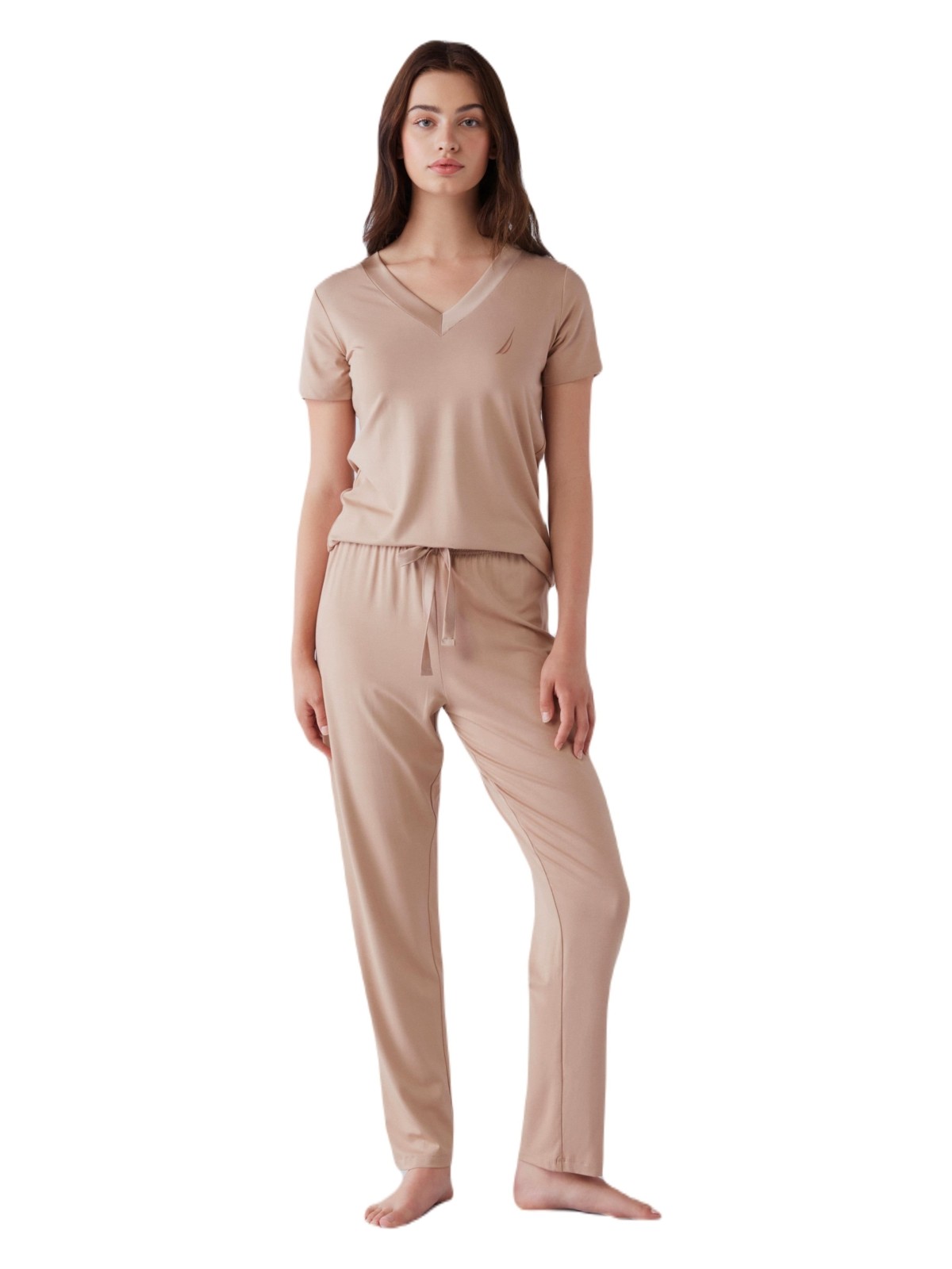 Nautica Kadın Yumuşak Dokulu Vizon Pijama Takımı