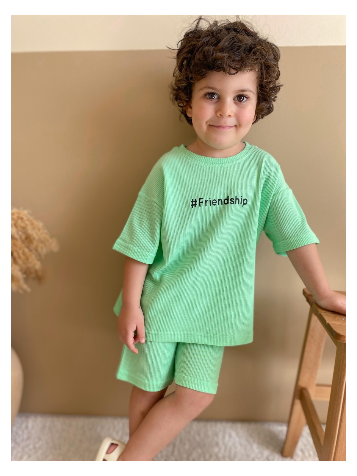 MiaBaby Waffle Baskılı Ikili Takım