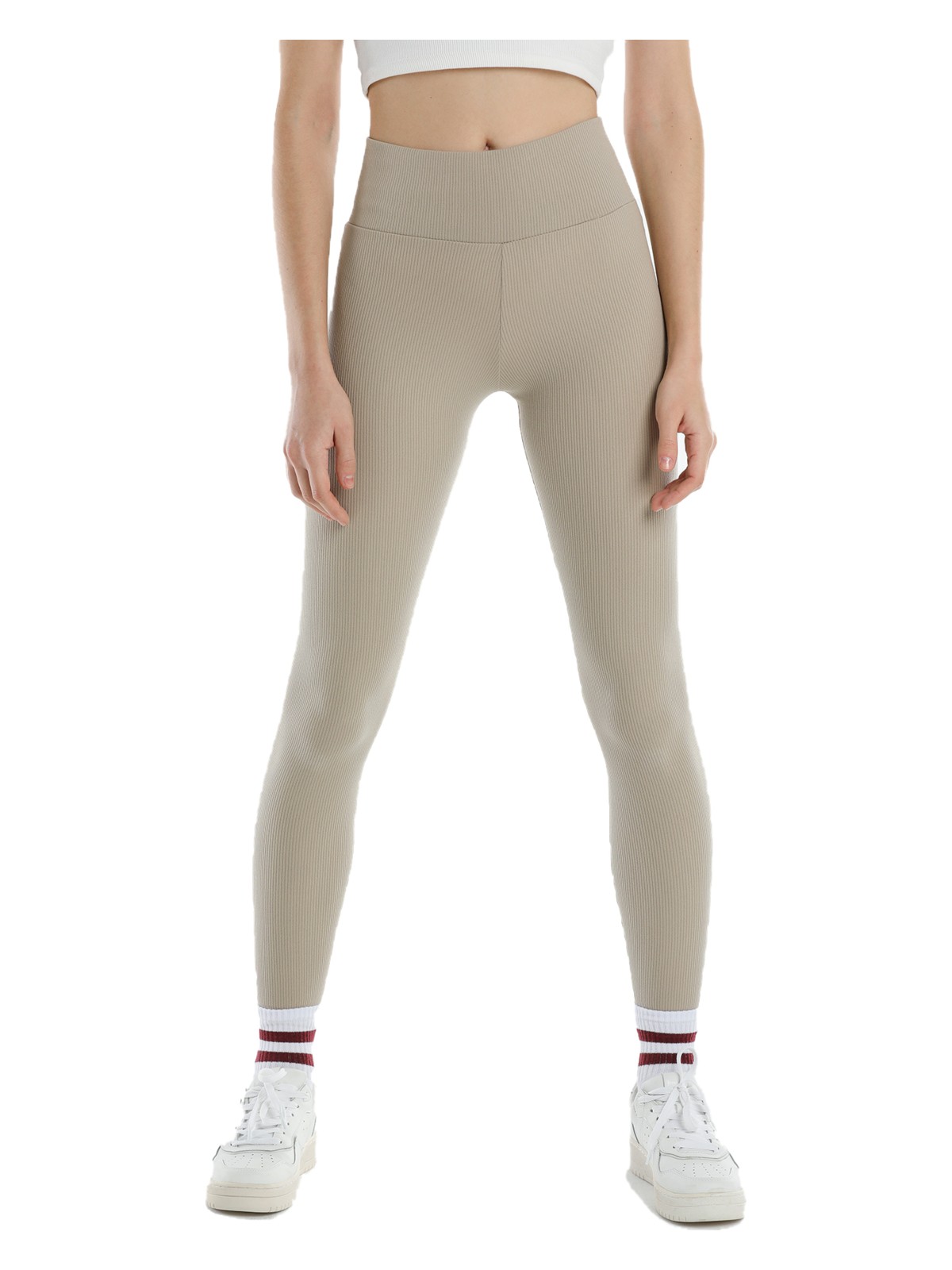 Domoda Yüksek Bel Fitilli Toparlayıcı Kaşkorse Örme Tayt - Görsel 6