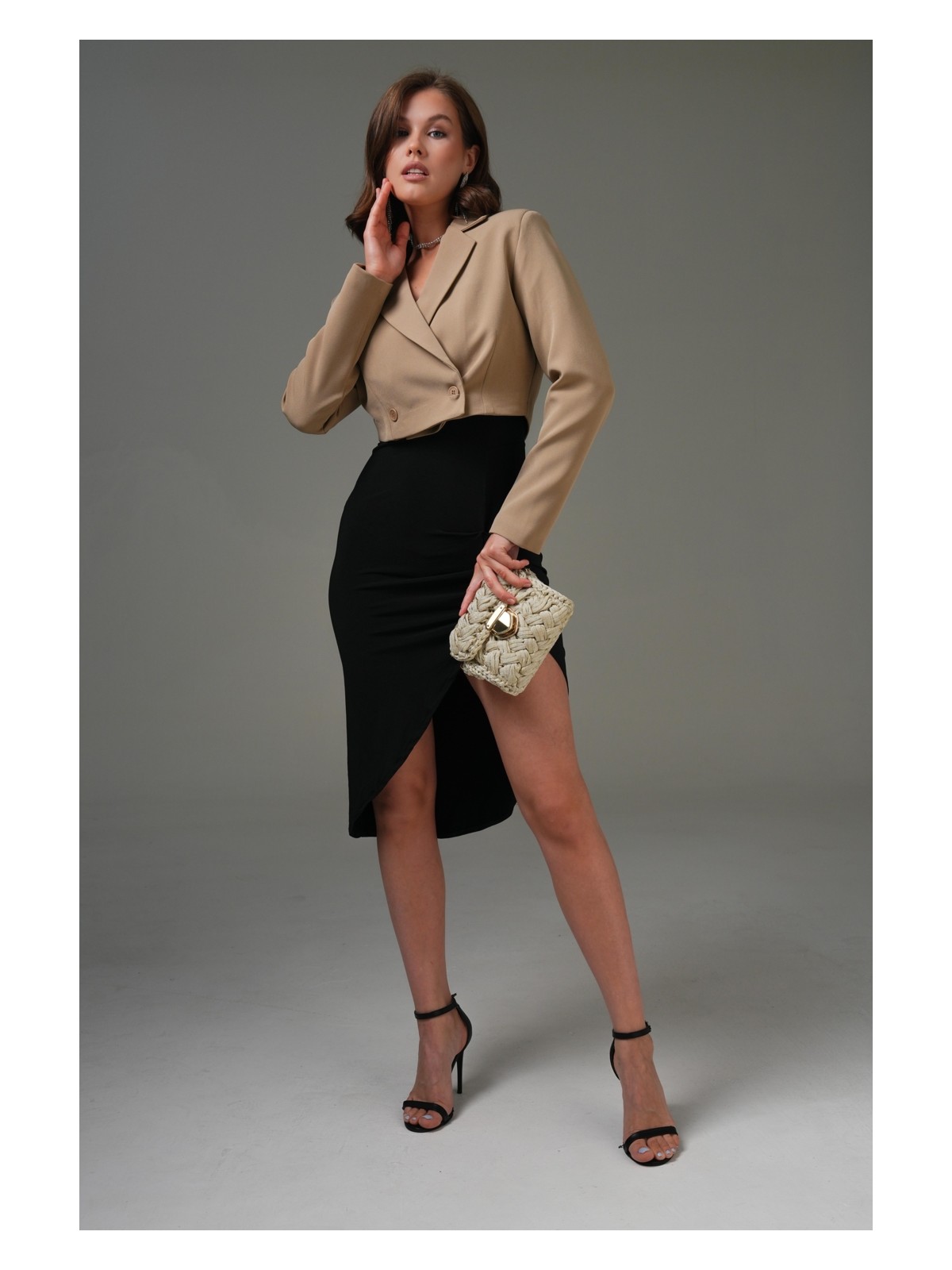 Saade Vizon Kruvaze Crop Blazer Ceket