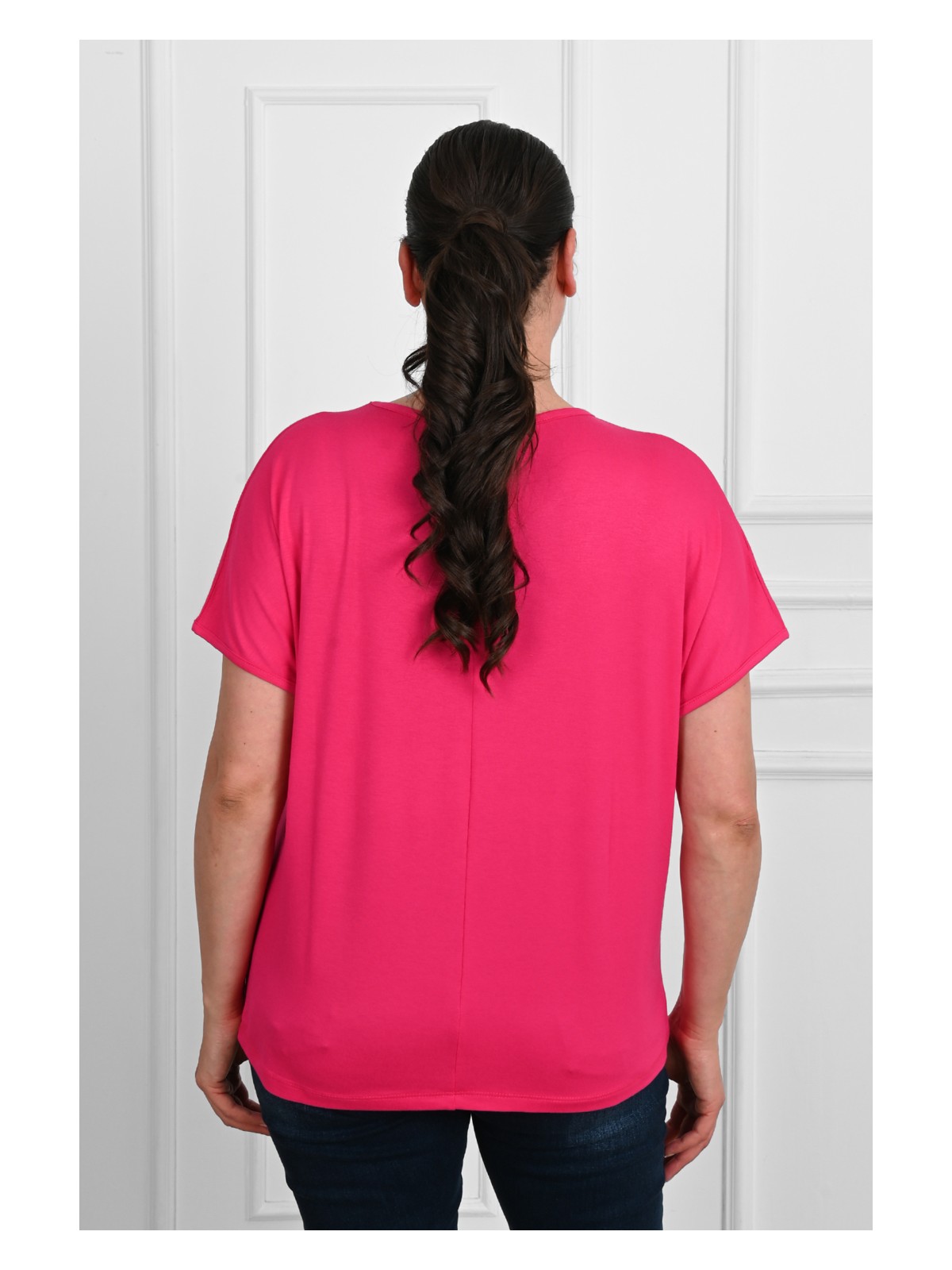 Koza Kadın V Yaka Büyük Beden T-Shirt 1486-23 - Görsel 7