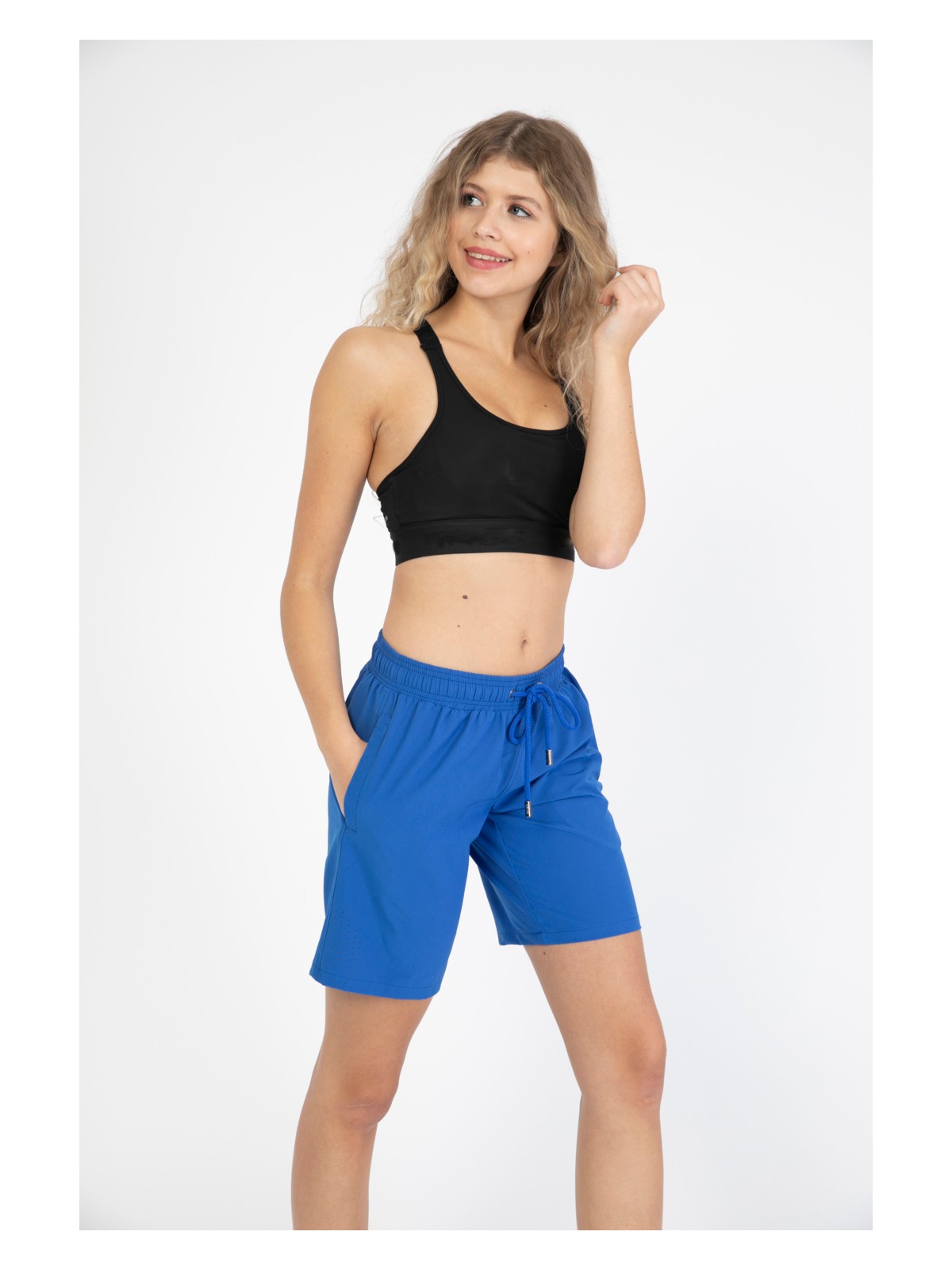 Miami Beach Kadın Siyah Düz Renk Iki Yan Cepli Uzun Boy Mayo Deniz Şortu - Görsel 4